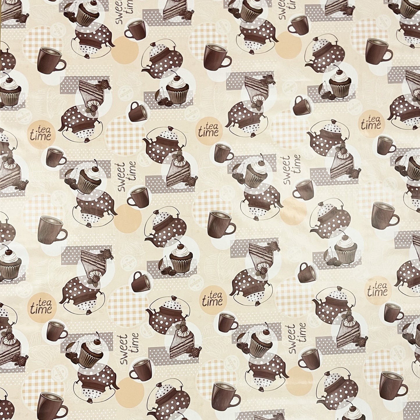 Wachstuch Tischdecke Tea Time beige