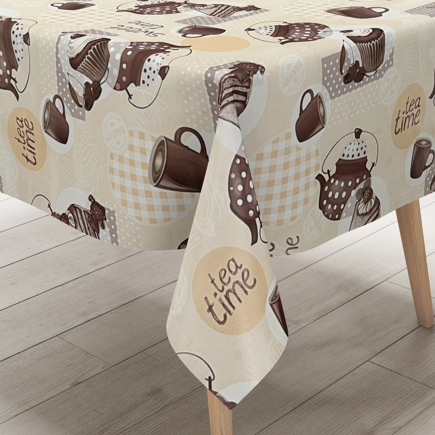 Wachstuch Tischdecke Tea Time beige
