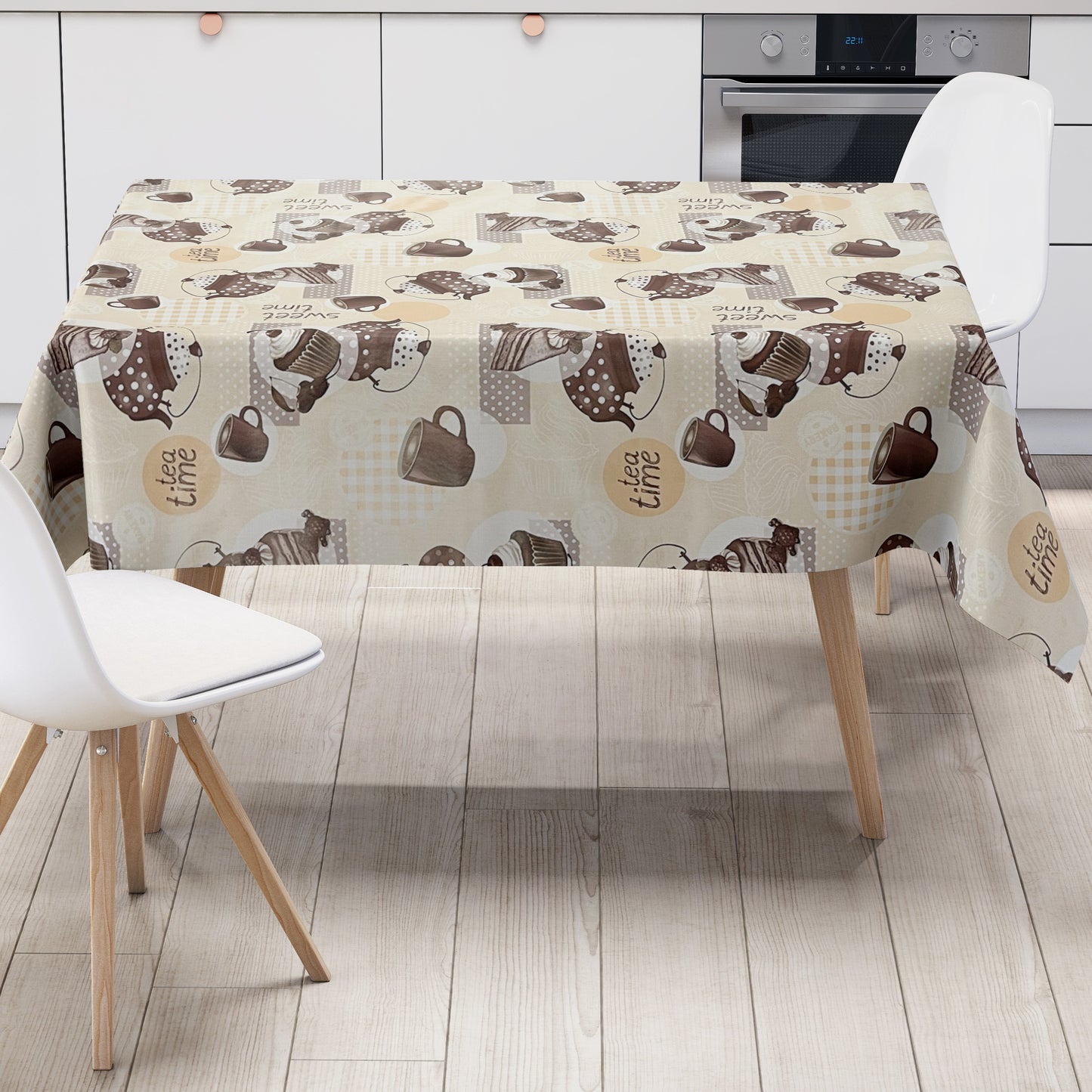 Wachstuch Tischdecke Tea Time beige