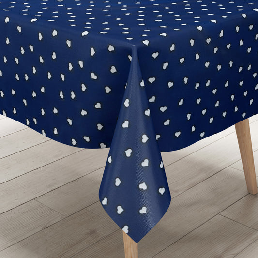 Wachstuch Tischdecke Herzen blau