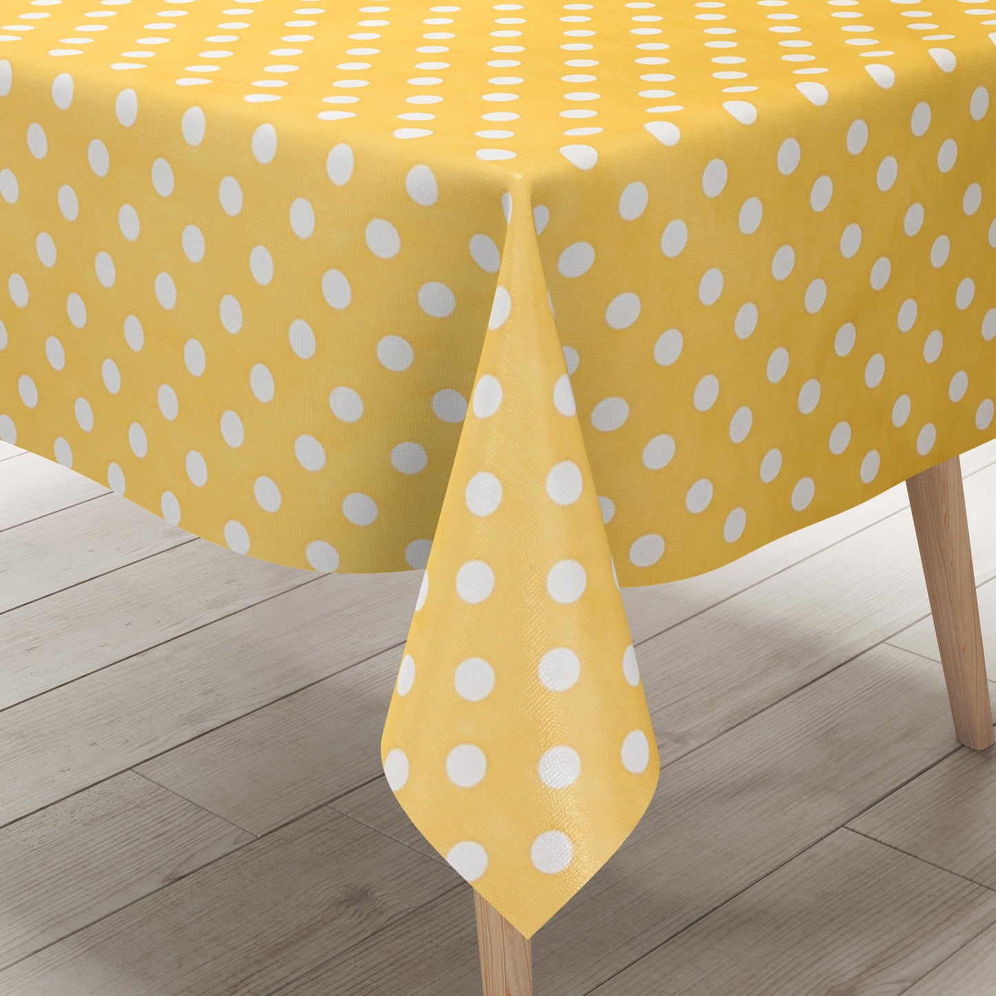 Wachstuch Tischdecke 01150-10 weiße Punkte auf gelb Polka Dots eckig rund oval