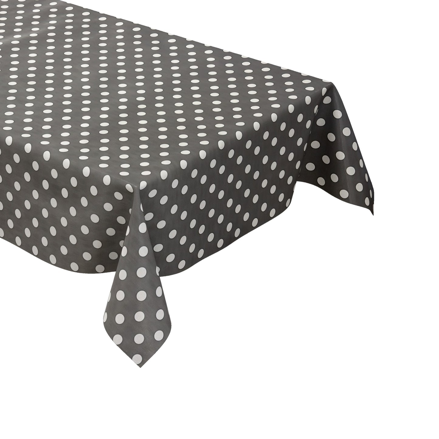 Wachstuch Tischdecke 01150-20 weiße Punkte auf dunkelgrau Polka Dots eckig rund oval