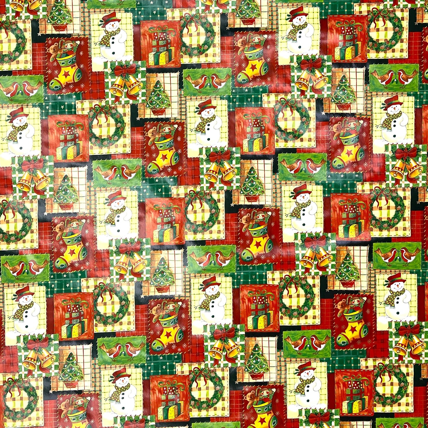 KEVKUS Wachstuch Tischdecke 01186-00 Weihnachten Advent Patchwork wählbar in eckig, rund und oval -