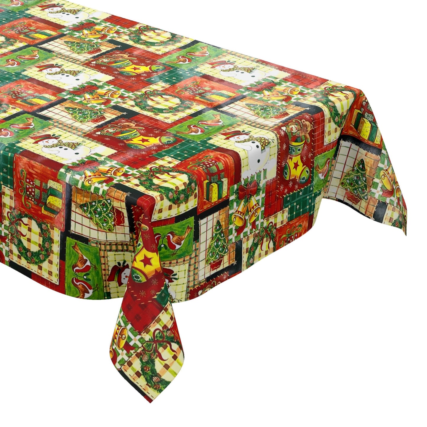 KEVKUS Wachstuch Tischdecke 01186-00 Weihnachten Advent Patchwork wählbar in eckig, rund und oval -