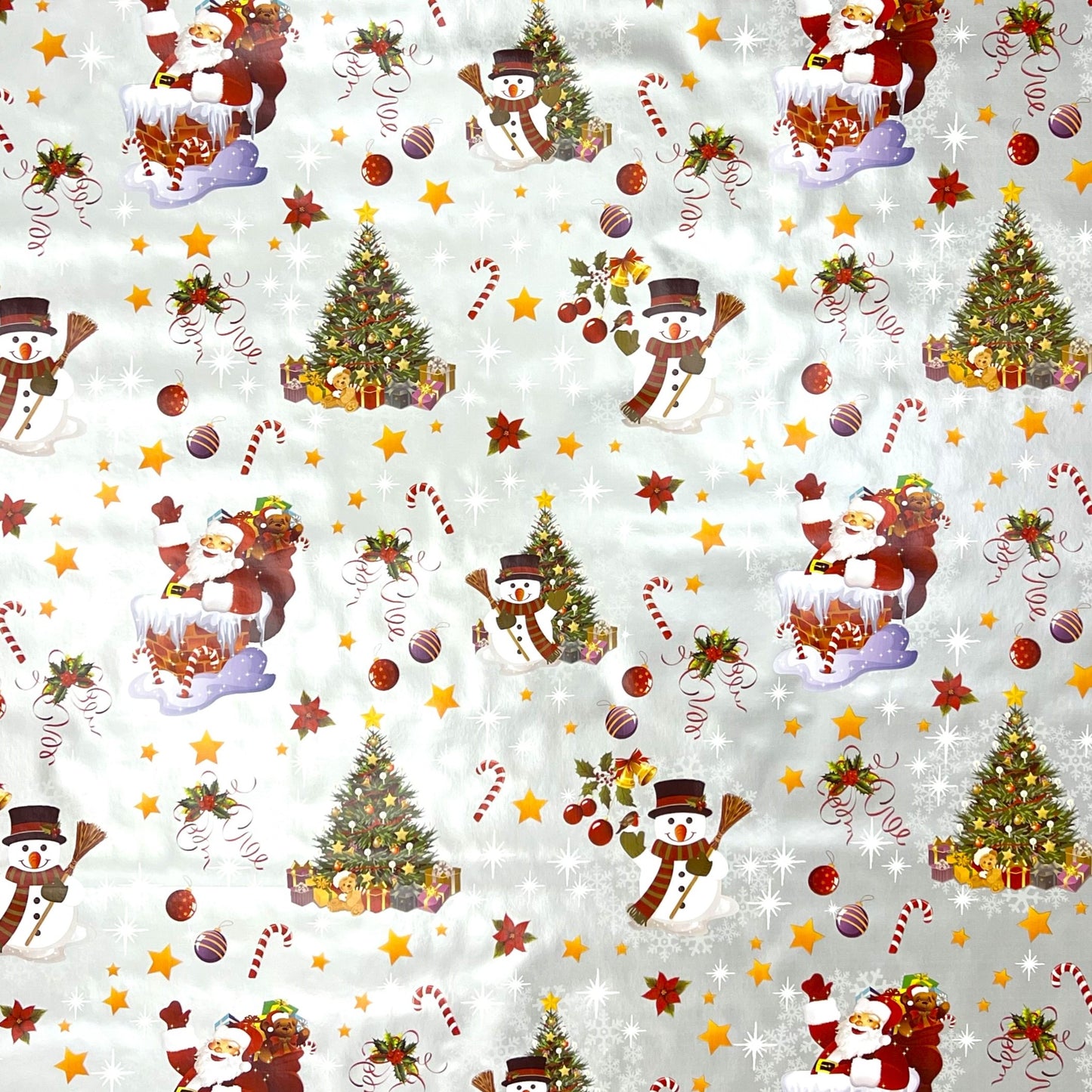 KEVKUS Wachstuch Tischdecke 01188-02 silber Weihnachten Weihnachtsmann wählbar in eckig, rund und oval -