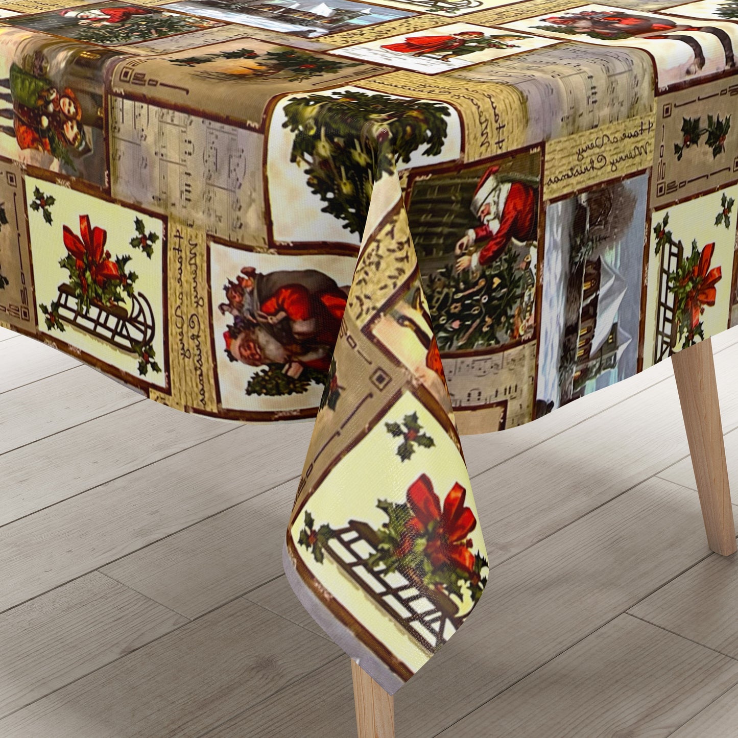 KEVKUS Wachstuch Tischdecke 01214-00 Weihnachten Advent Patchwork wählbar in eckig, rund und oval -