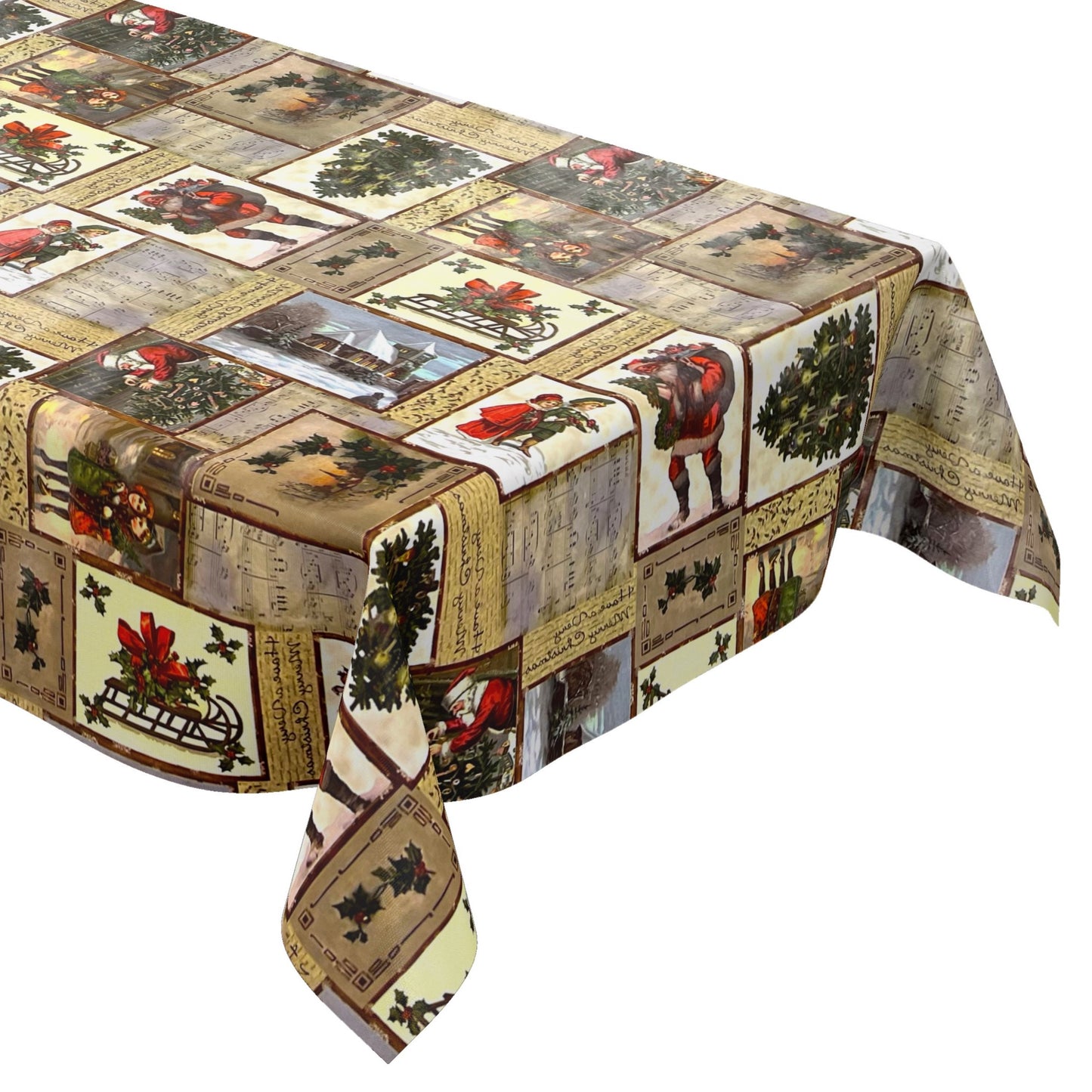 KEVKUS Wachstuch Tischdecke 01214-00 Weihnachten Advent Patchwork wählbar in eckig, rund und oval -