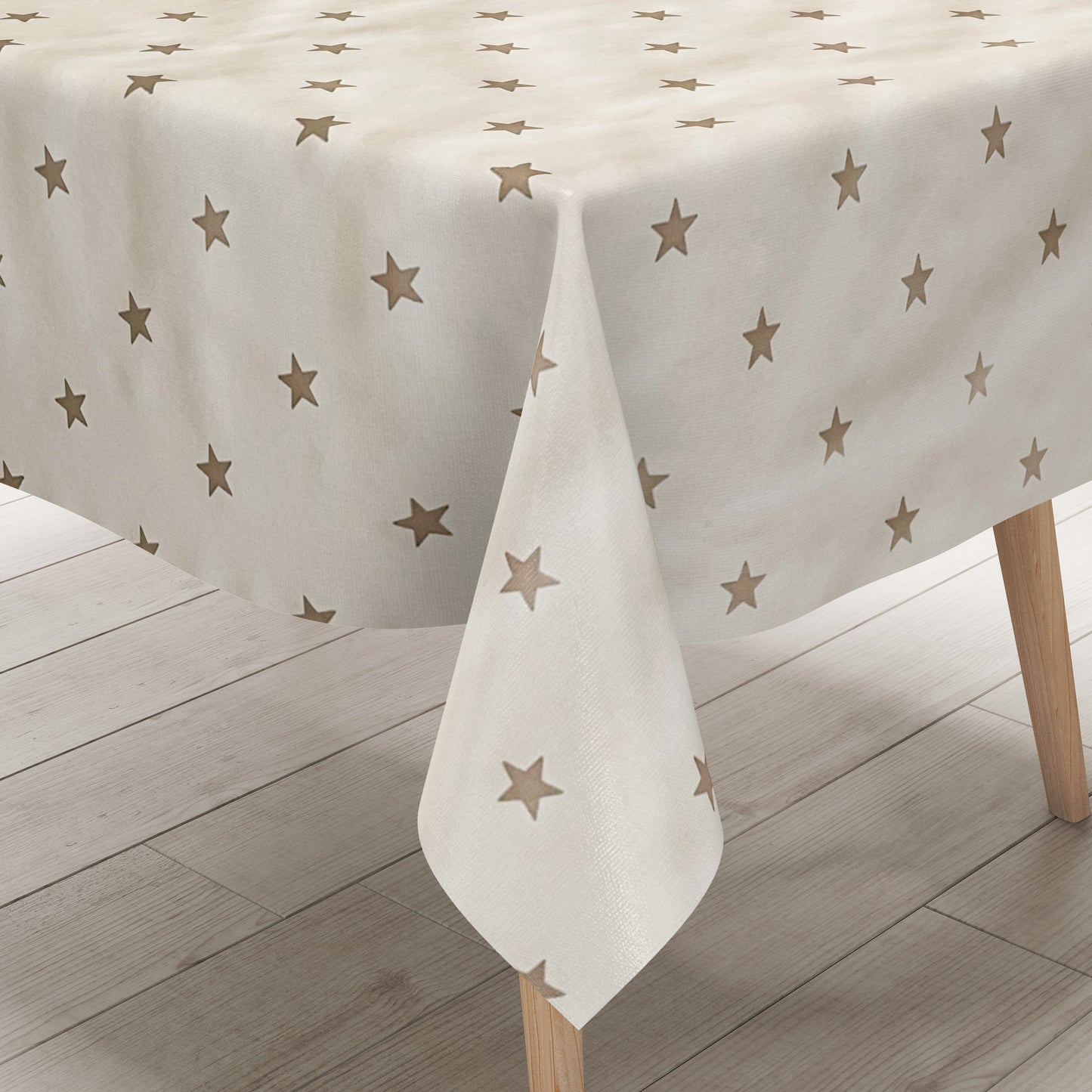 Wachstuch Tischdecke Sterne auf beige