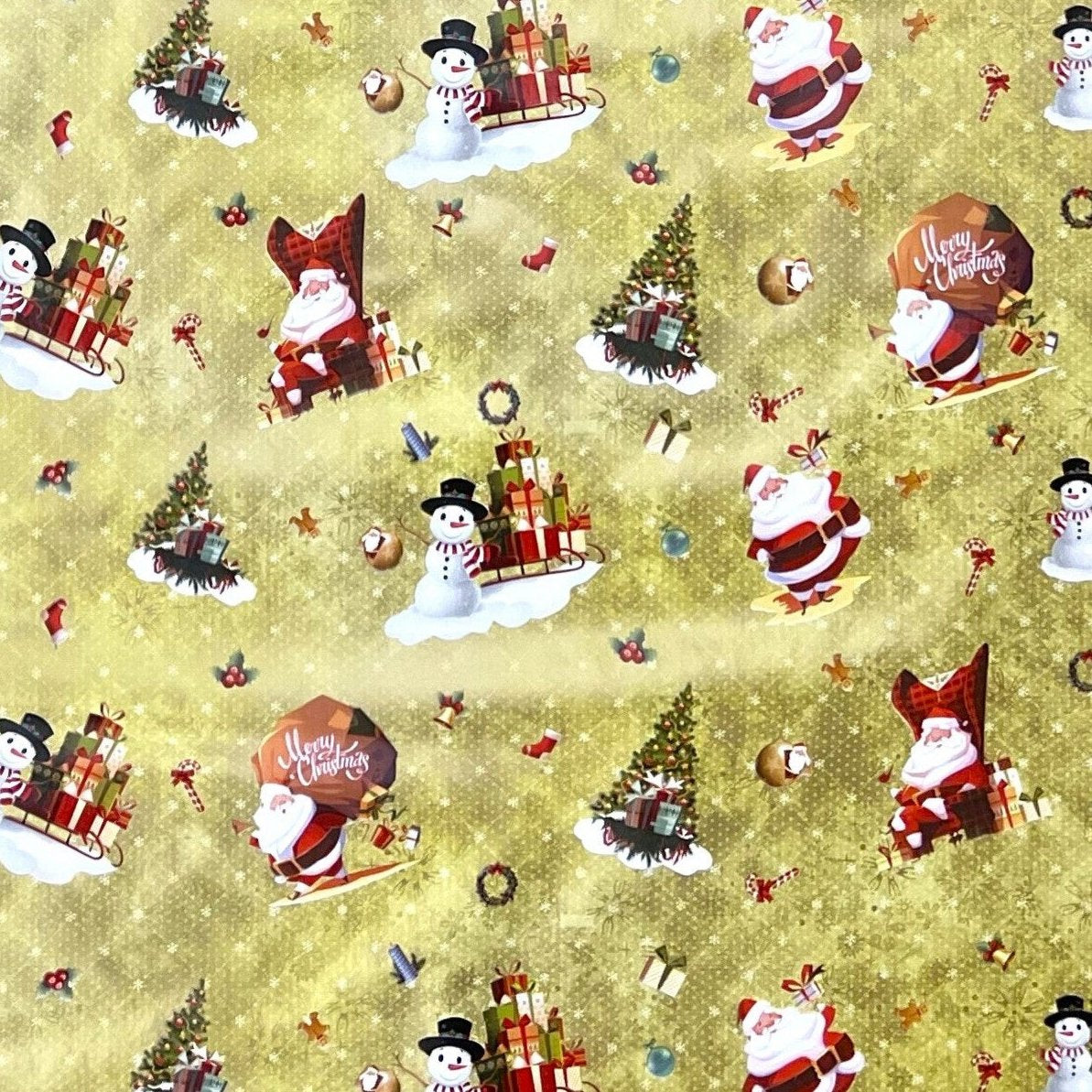 KEVKUS Wachstuch Tischdecke 01334-01 Gold Weihnachten Weihnachtsmann wählbar in eckig, rund und oval -