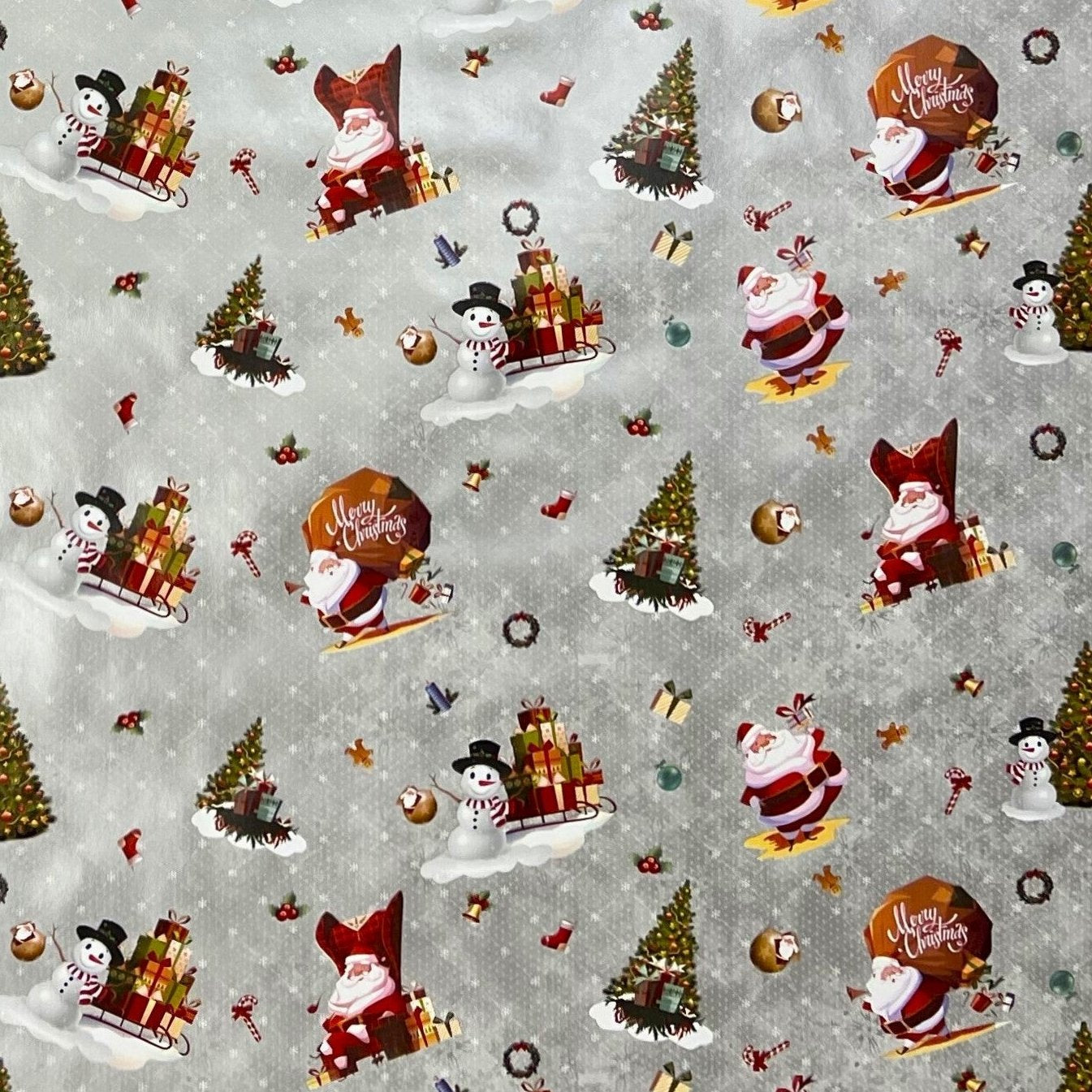 KEVKUS Wachstuch Tischdecke 01334-04 silber Weihnachten Weihnachtsmann wählbar in eckig, rund und oval -