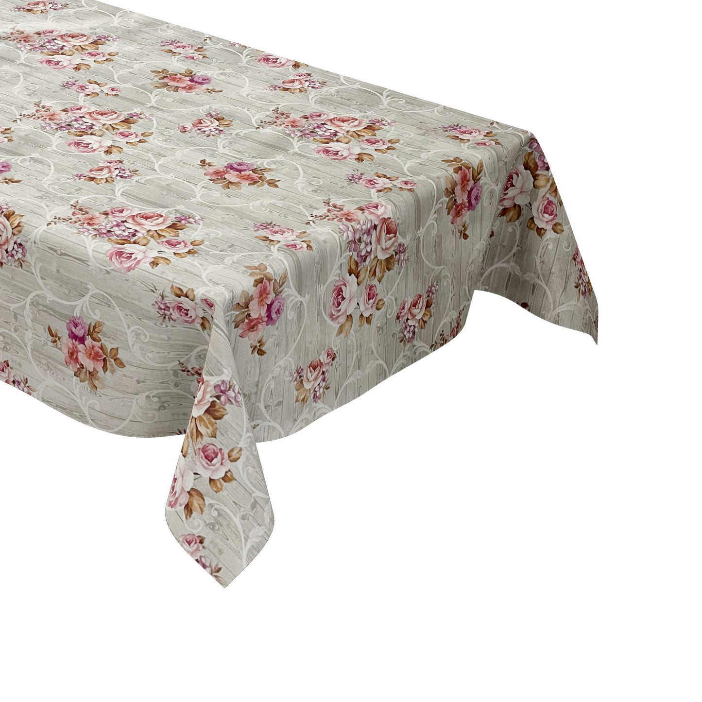 Wachstuch Tischdecke Rosen Holz grau