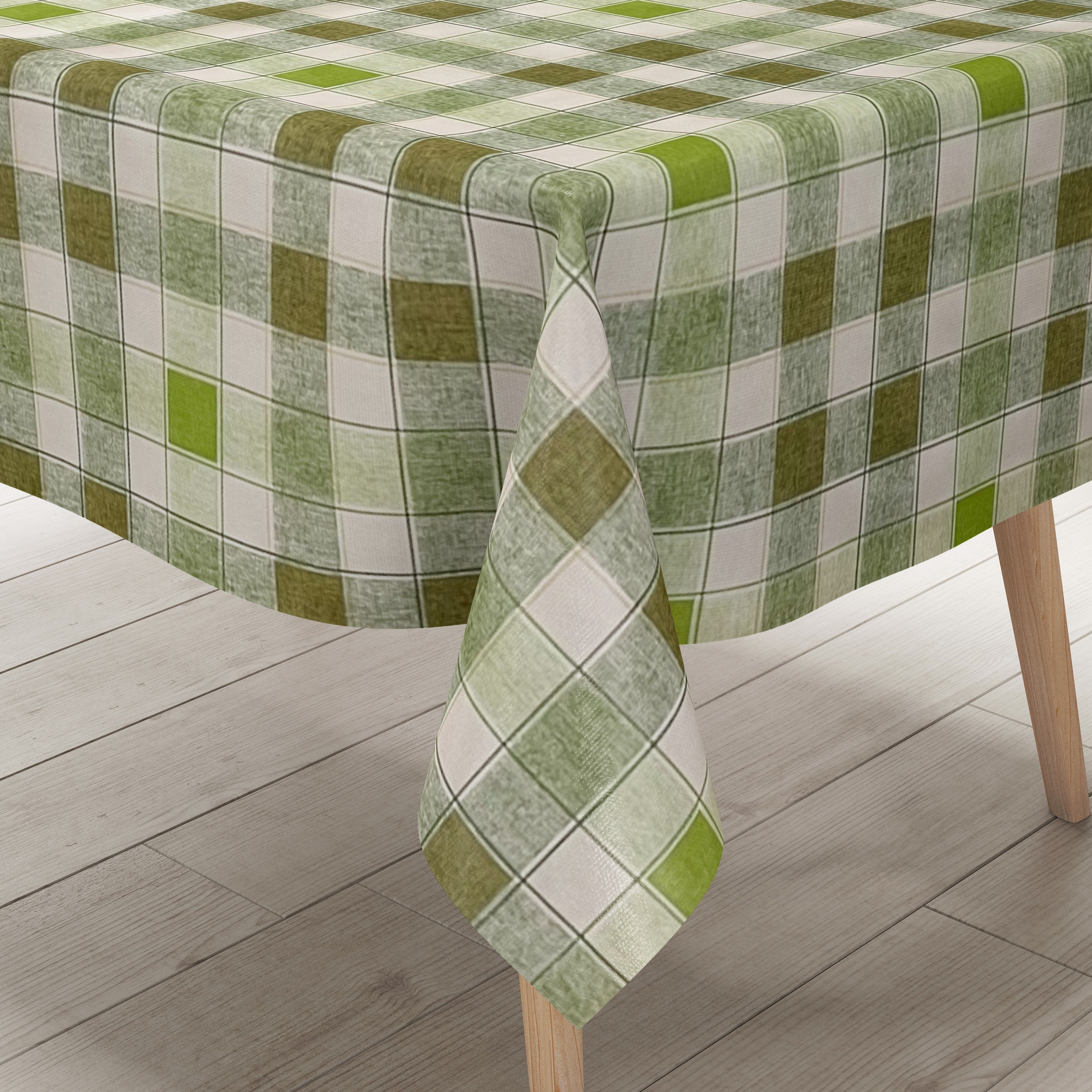 WNINK Einweg-Tischdecken, Grün-weiß Kariert, Wasserdicht, 137x274 Cm, 3 Stück, Für Partys, Picknick & Camping Tischdecken Grün-weiß Kariert Wasserdicht