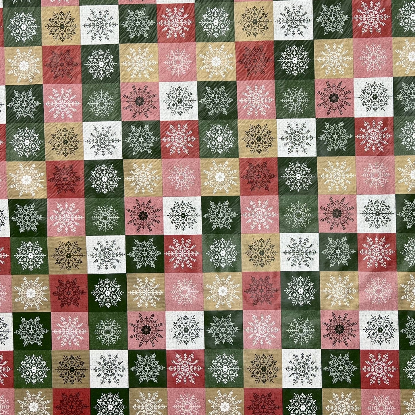 KEVKUS Wachstuch Tischdecke 01355-05 Karo Schneeflocken Weihnachten wählbar in eckig, rund und oval -