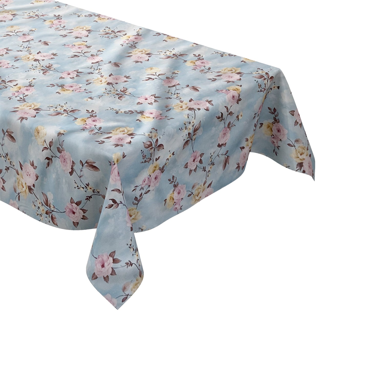 Wachstuch Tischdecke Rosenblüten hellblau