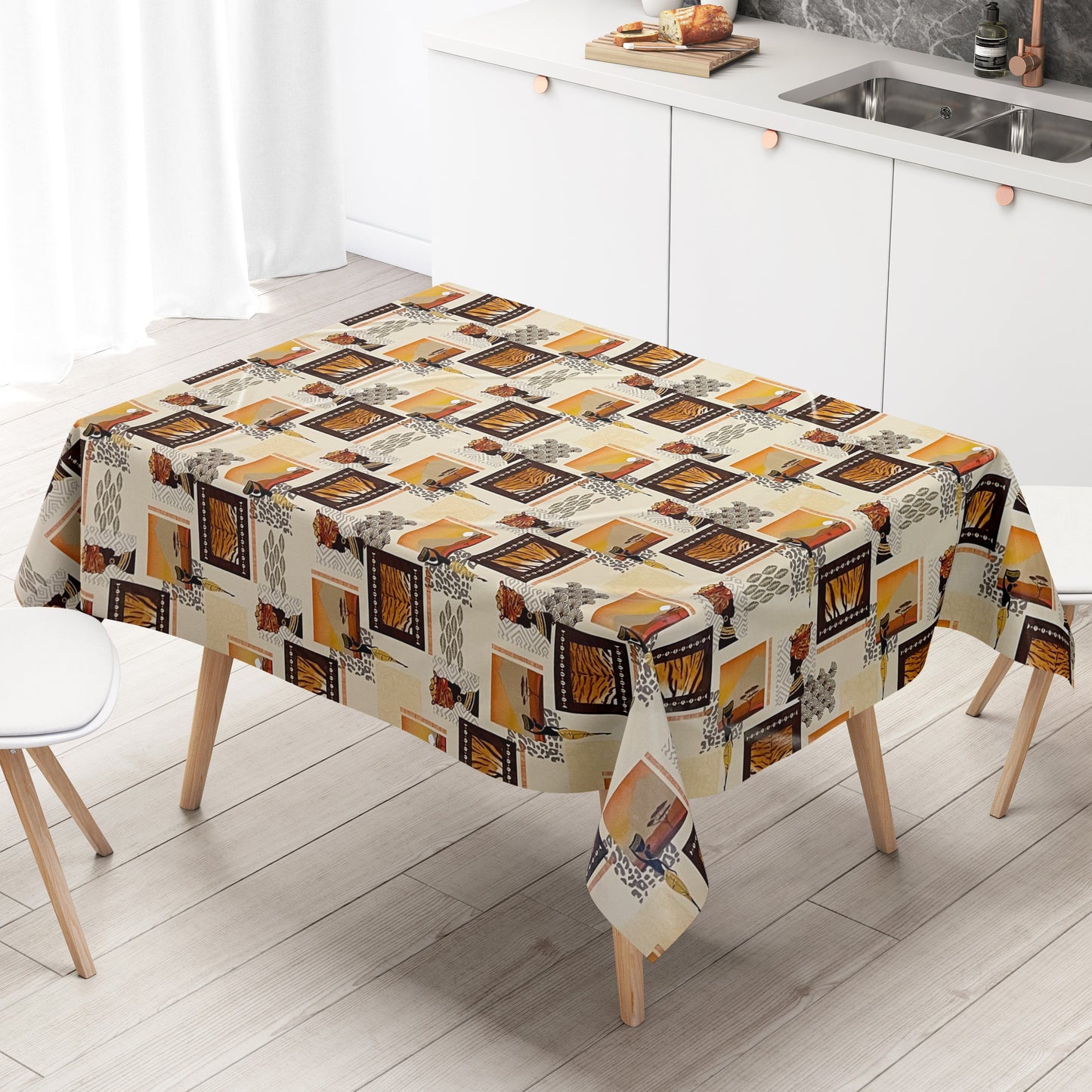 KEVKUS Wachstuch Tischdecke 01510-01 Afrika Animal-Print wählbar in eckig, rund und oval -