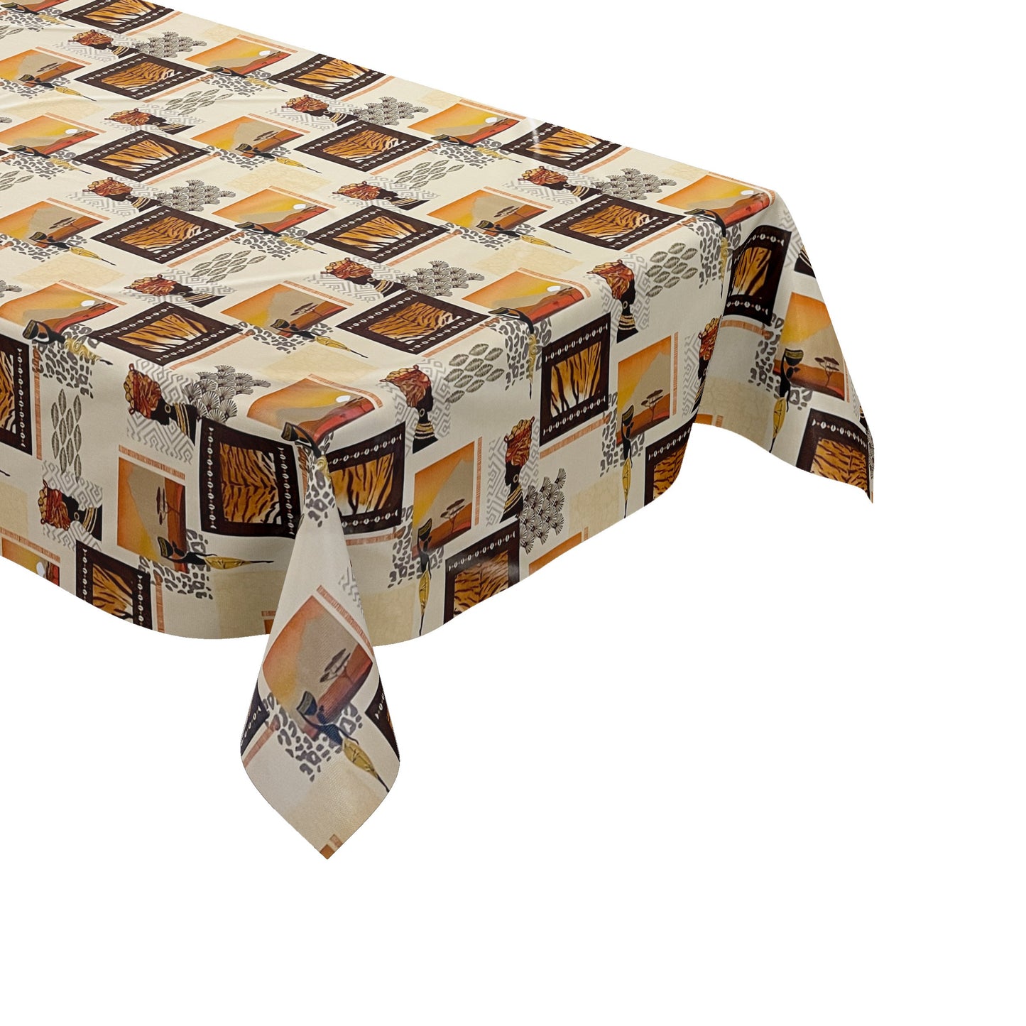 KEVKUS Wachstuch Tischdecke 01510-01 Afrika Animal-Print wählbar in eckig, rund und oval -