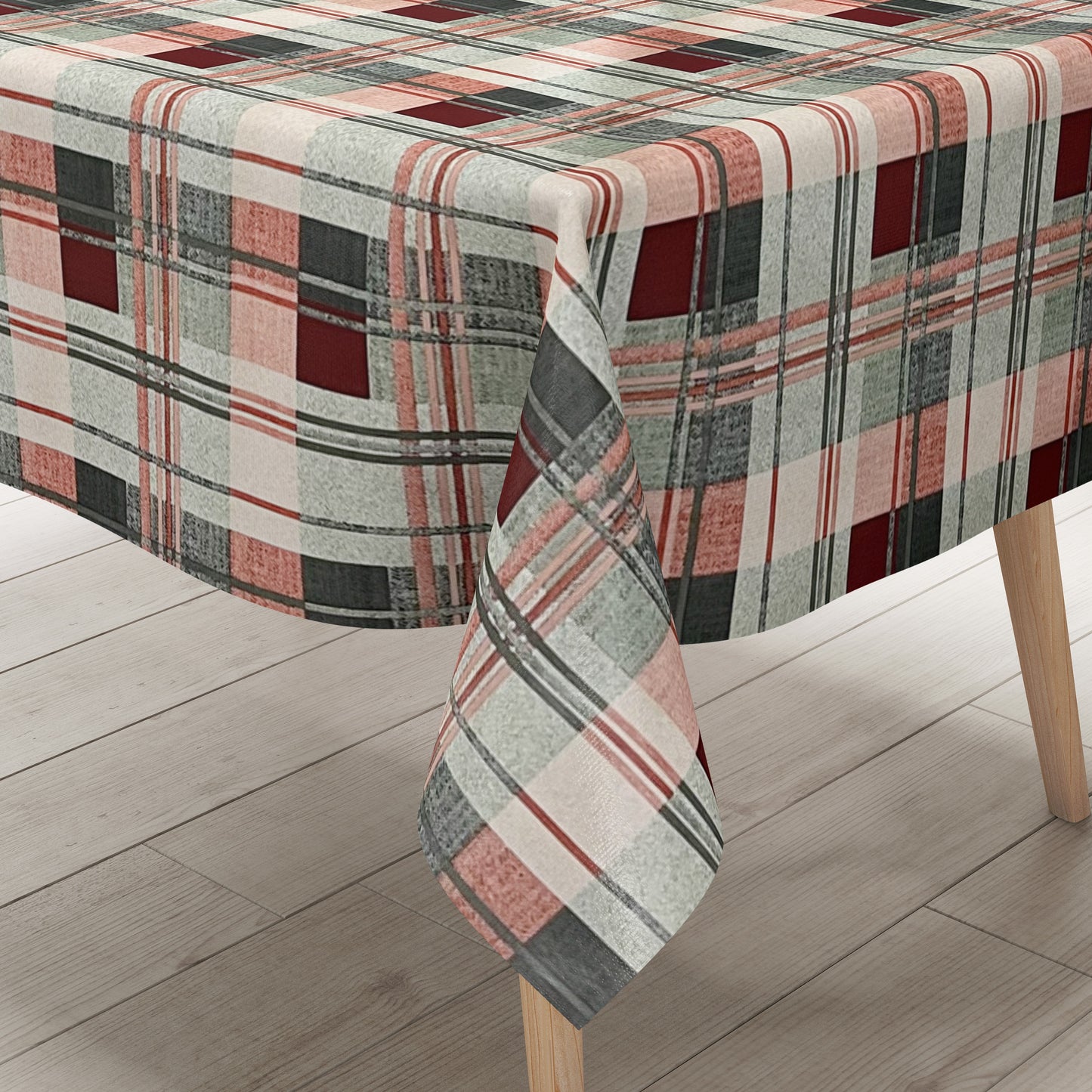 Wachstuch Tischdecke kariert grau rot