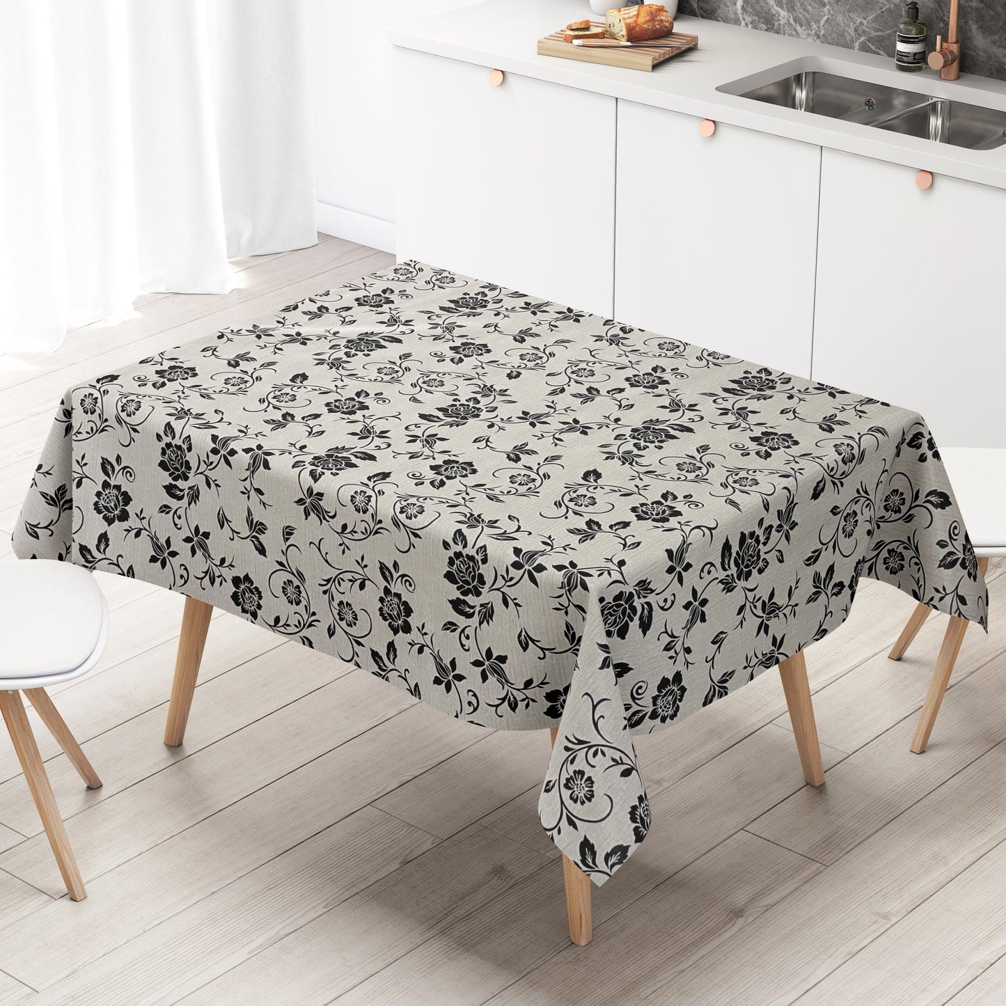 Wachstuch Tischdecke meliert grau