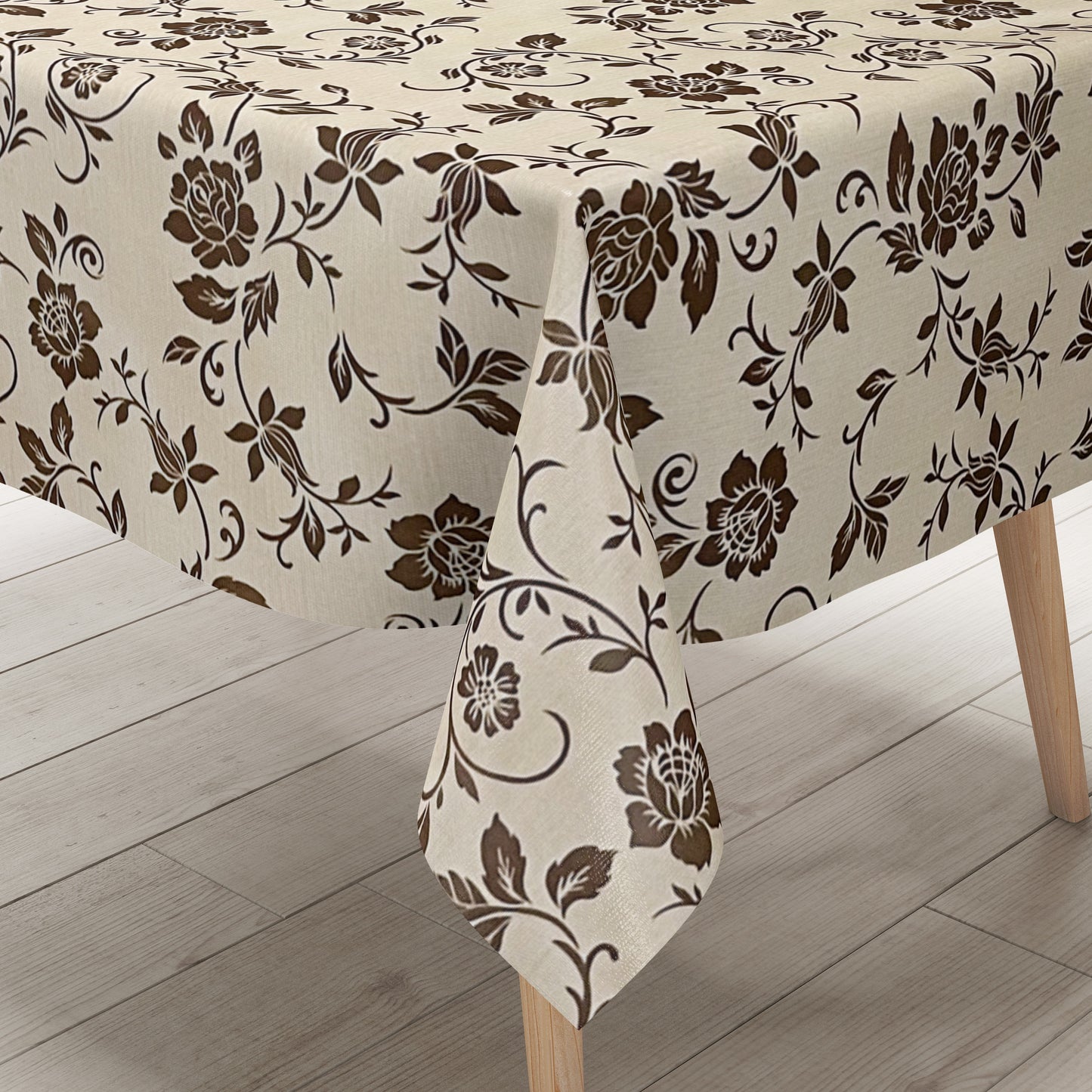 Wachstuch Tischecke beige bronze elegant barock