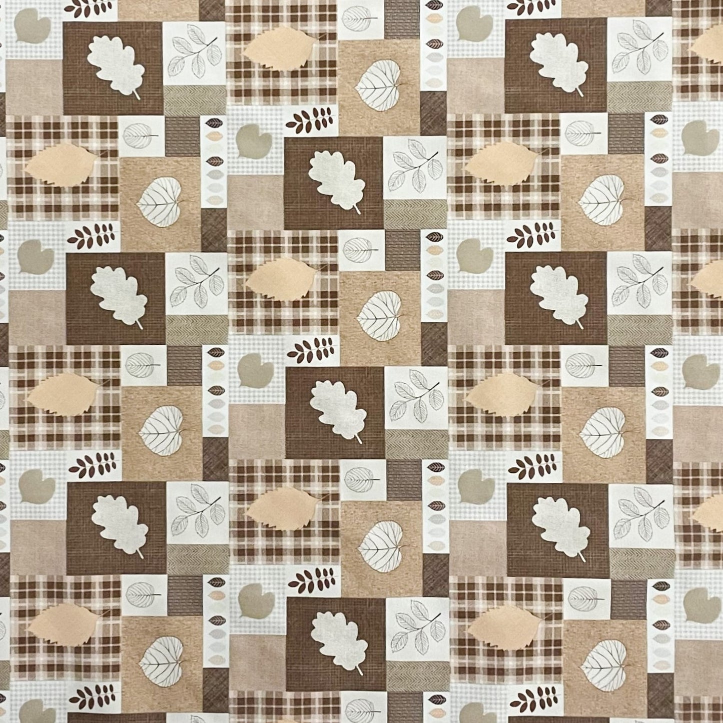 KEVKUS Wachstuch Tischdecke 01551-03 beige braun kariert Herbst Blätter Laub wählbar in eckig, rund und oval -