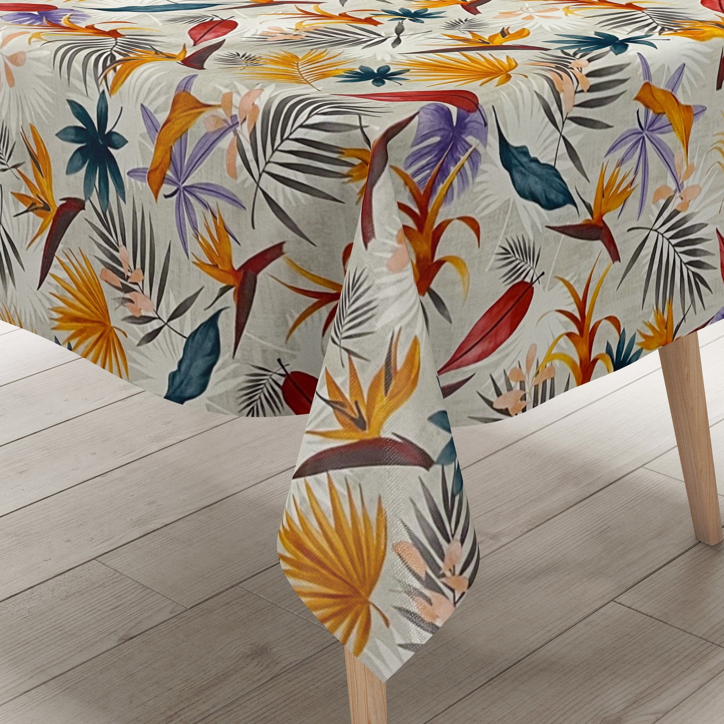 Wachstuch Tischdecke Dschungel Blumen Blätter