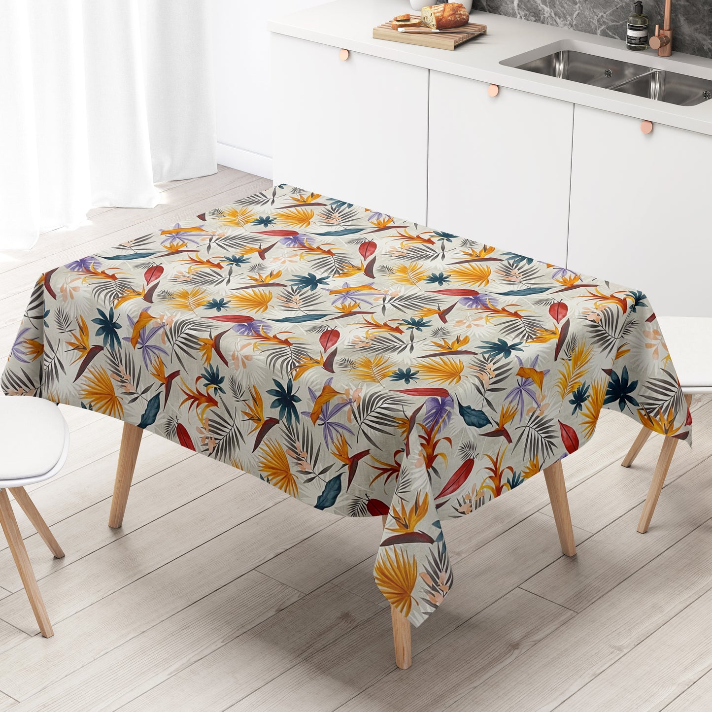 Wachstuch Tischdecke Dschungel Blumen Blätter