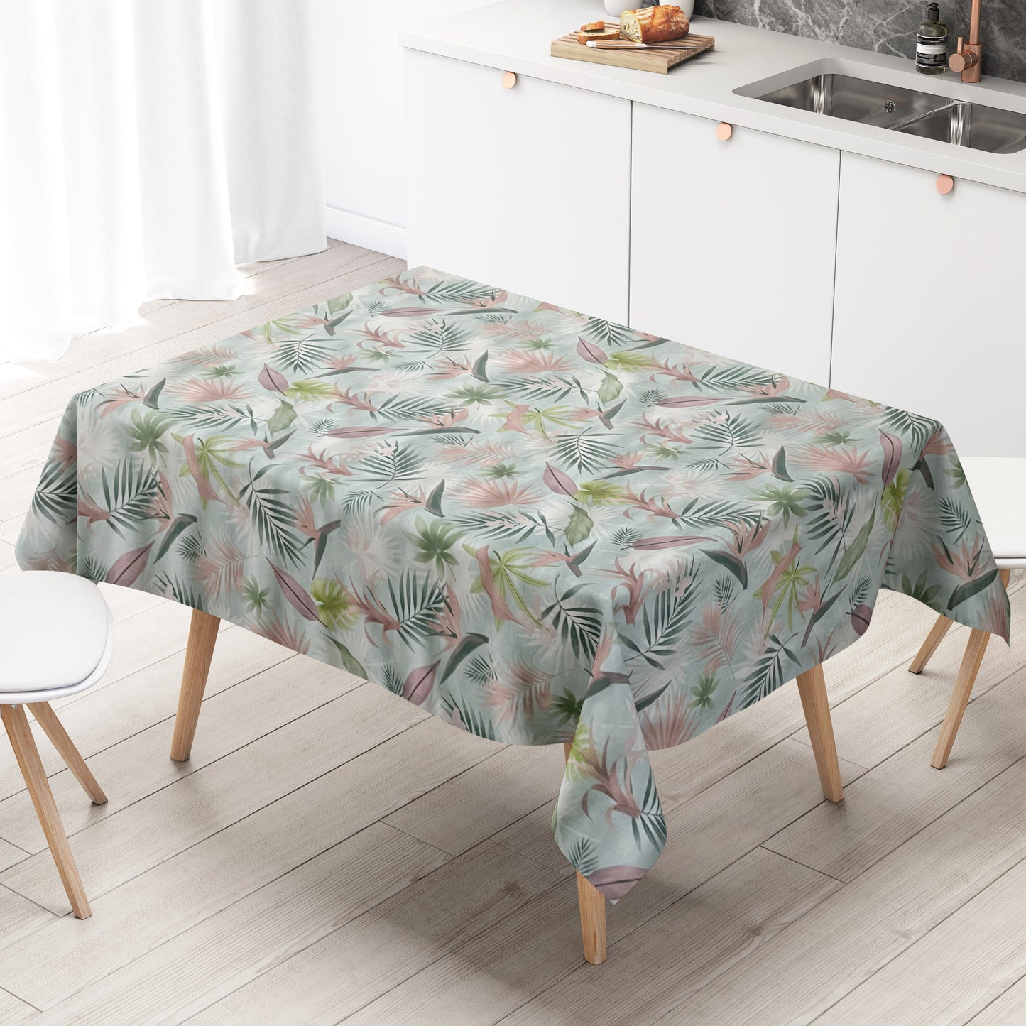 Wachstuch Tischdecke Dschungel hellblau