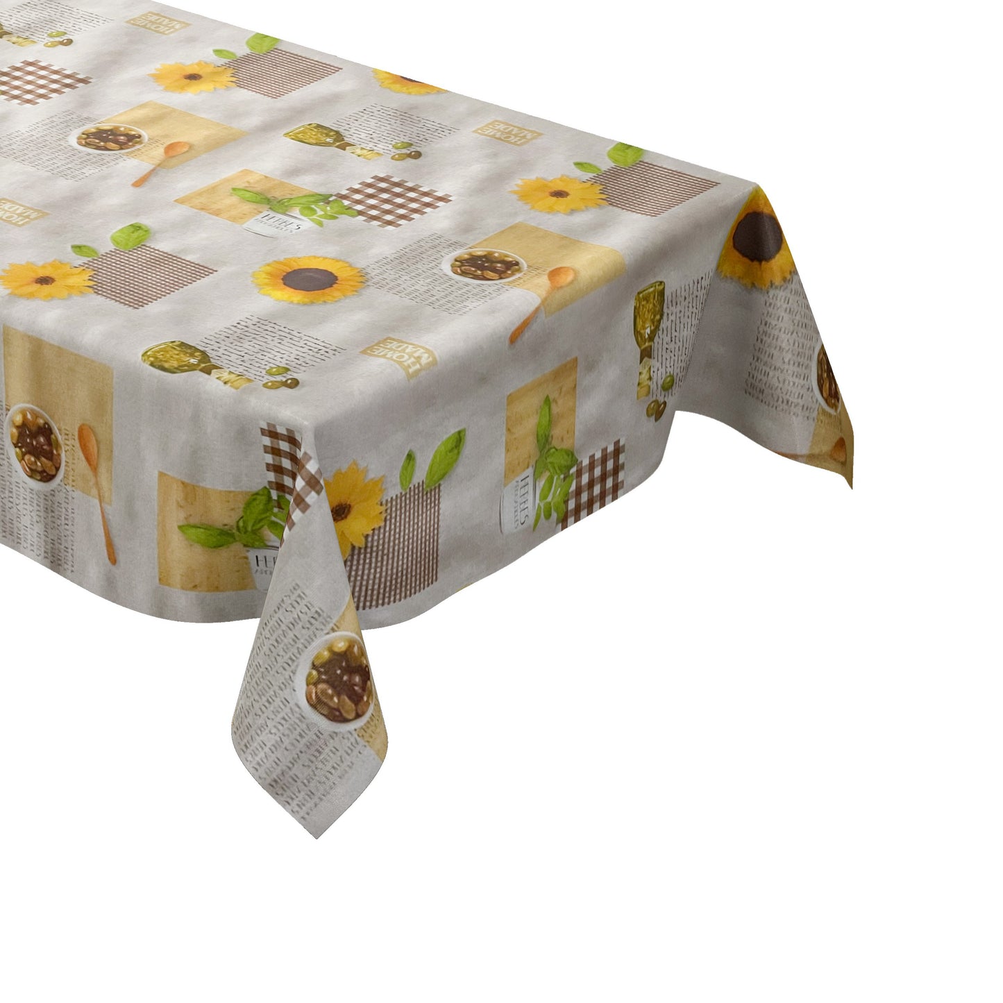 Wachstuch Tischdecke Oliven Sonnenblumen braun