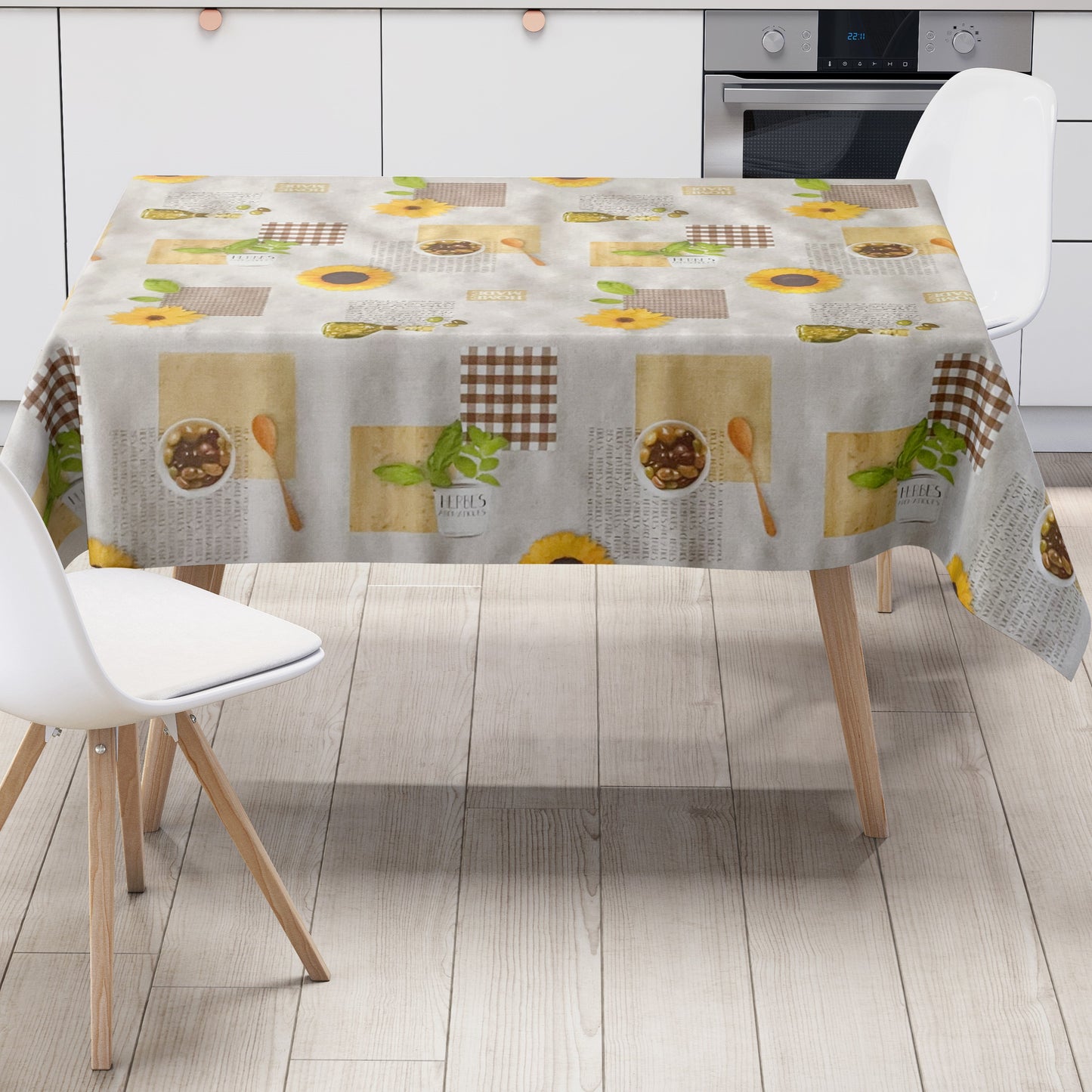 Wachstuch Tischdecke Oliven Sonnenblumen braun