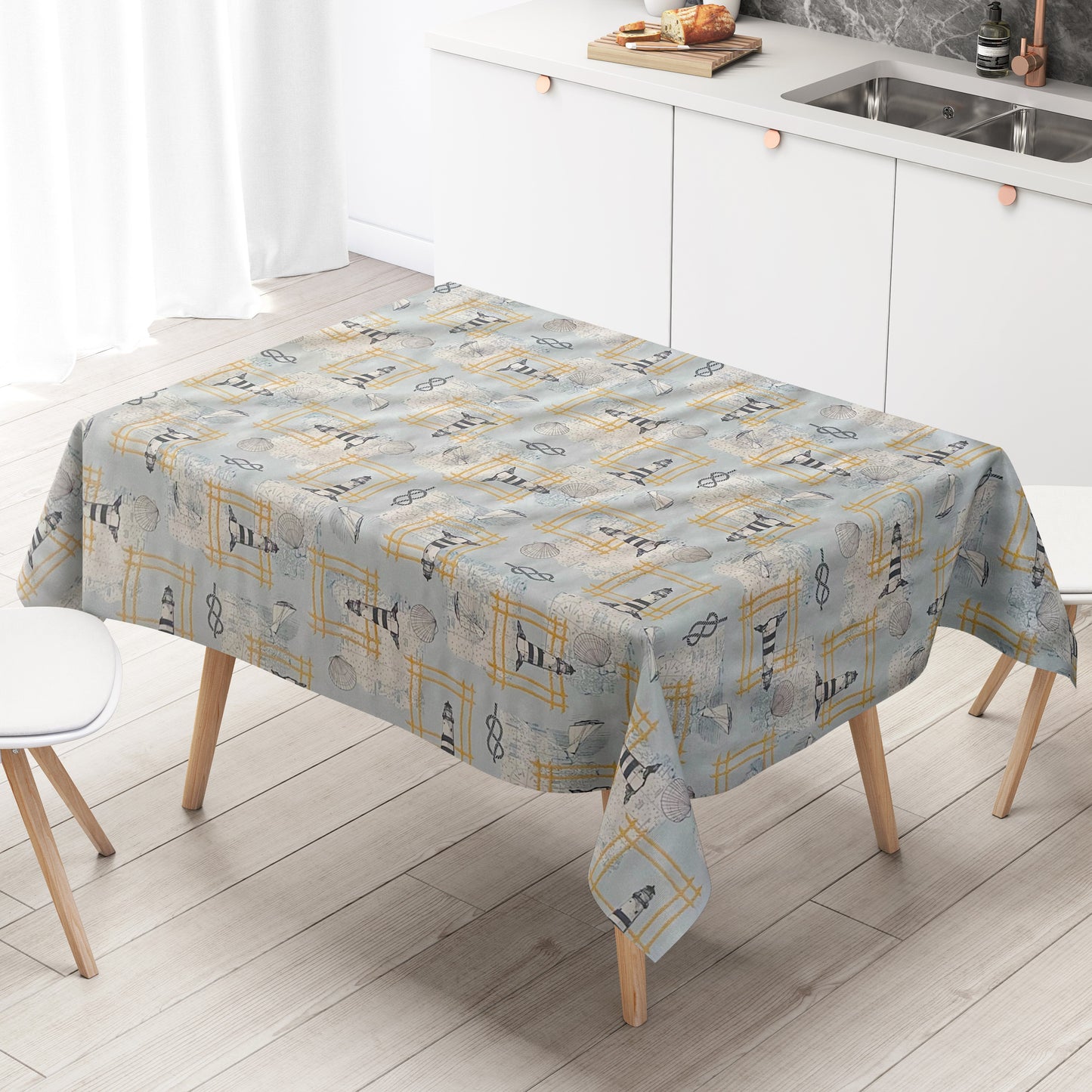 Wachstuch Tischdecke maritm hellblau