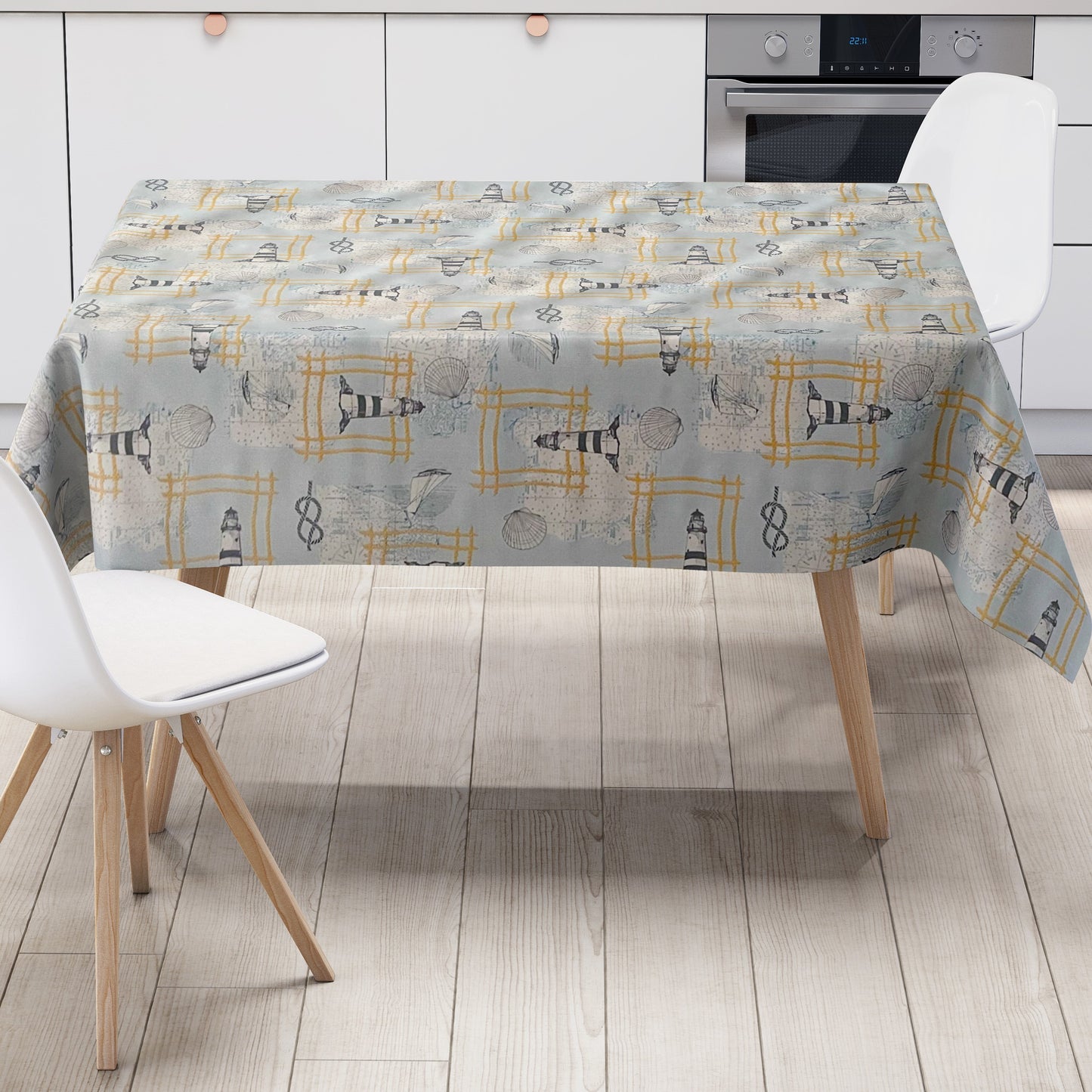 Wachstuch Tischdecke maritm hellblau