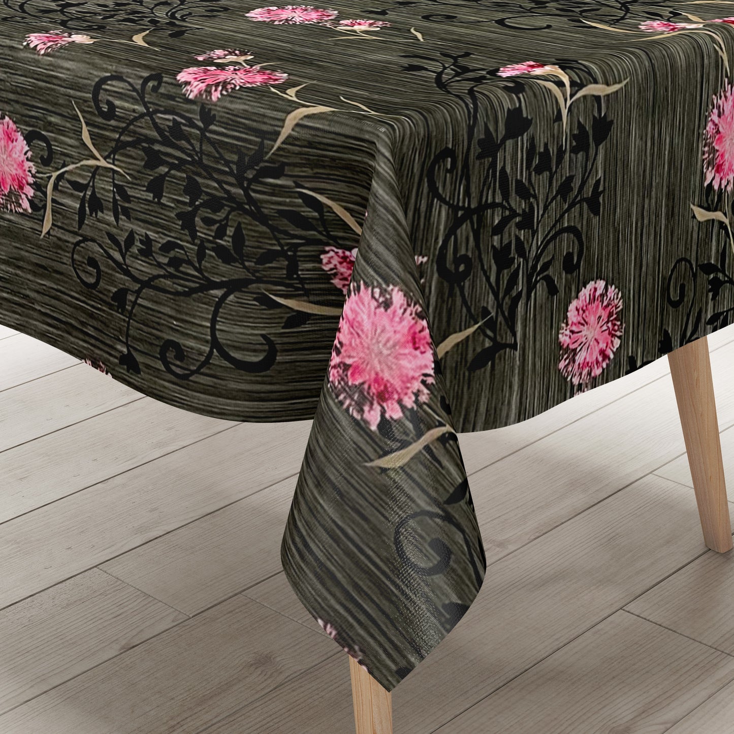 Wachstuch Tischdecke grau rosa Blumen