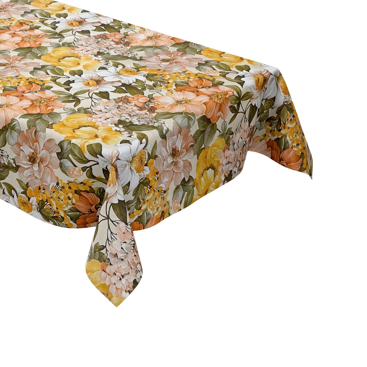 Wachstuch Tischdecke Blumen Blüten beige
