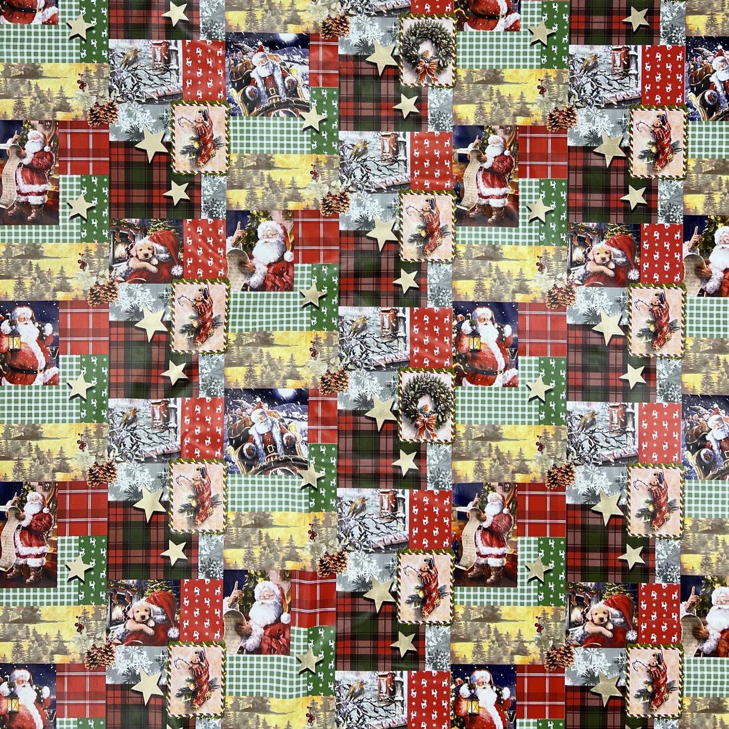 KEVKUS Wachstuch Tischdecke 01655-00 Weihnachten Advent Patchwork wählbar in eckig, rund und oval -