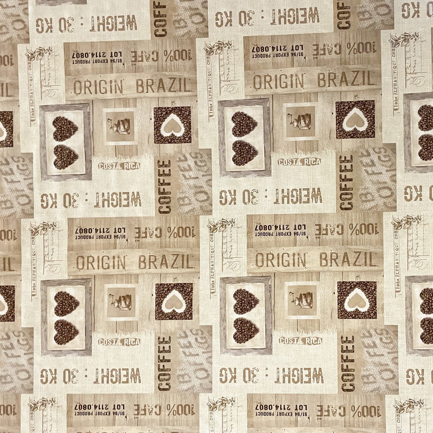 Wachstuch Tischdecke Kaffeemotiv beige