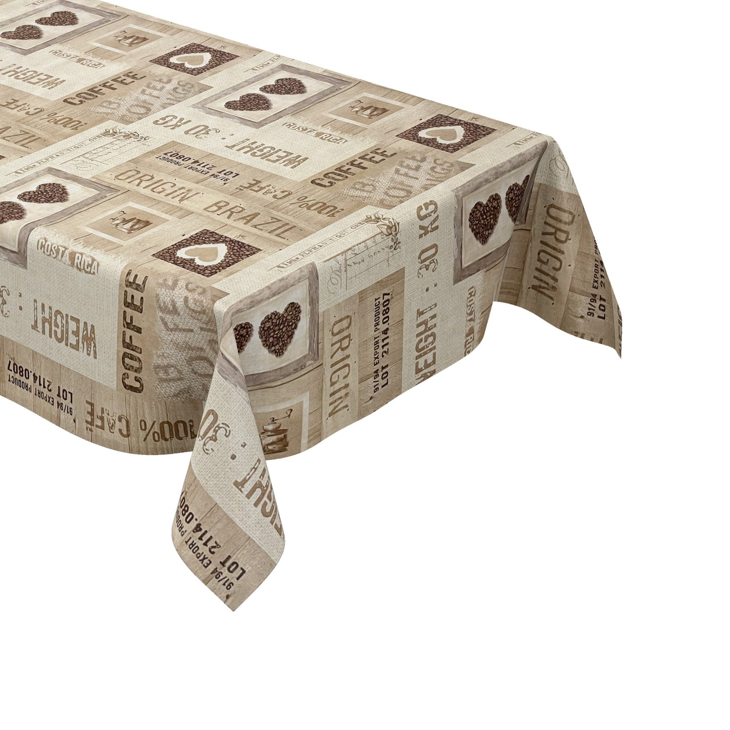 Wachstuch Tischdecke Kaffeemotiv beige