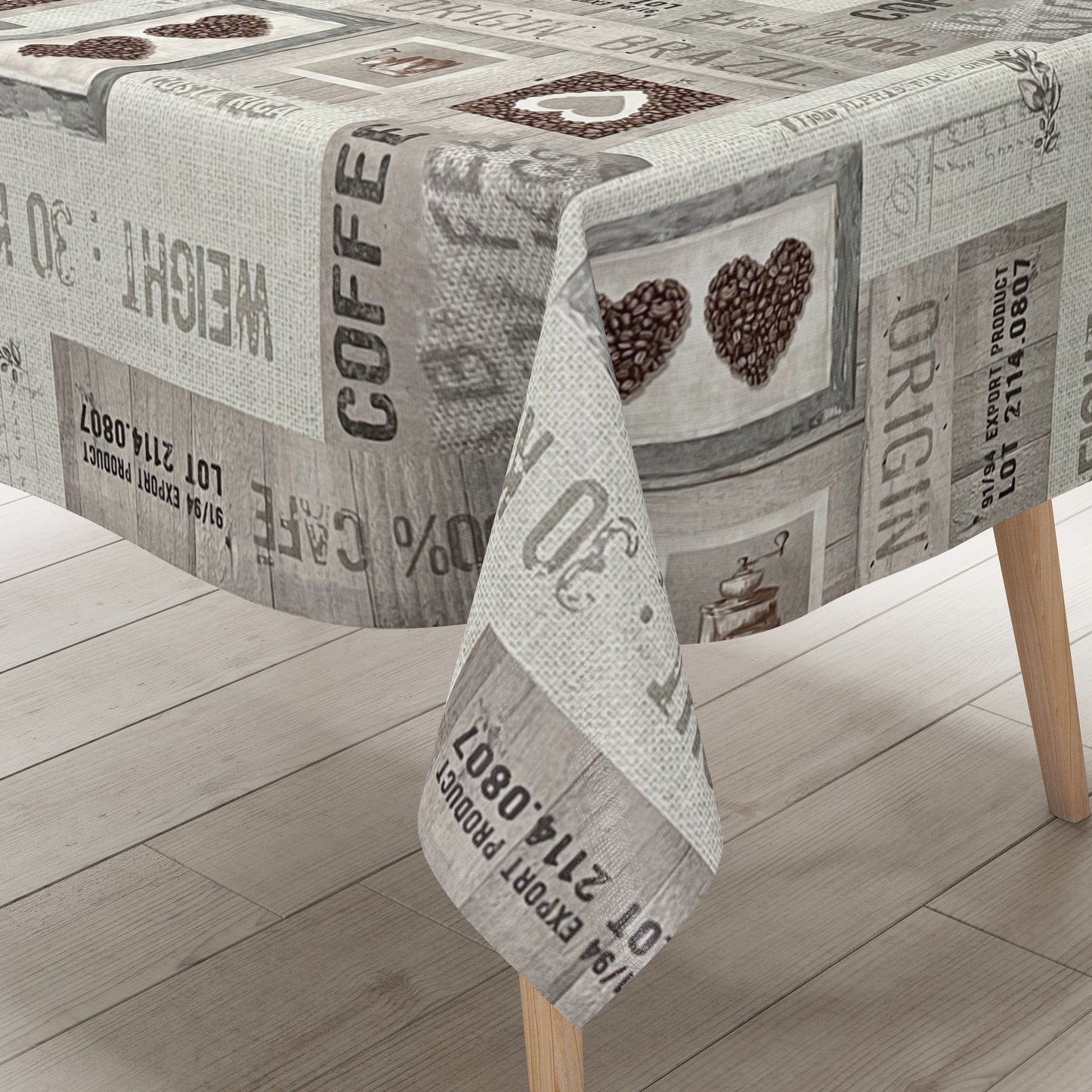 Wachstuch Tischdecke Kaffee grau