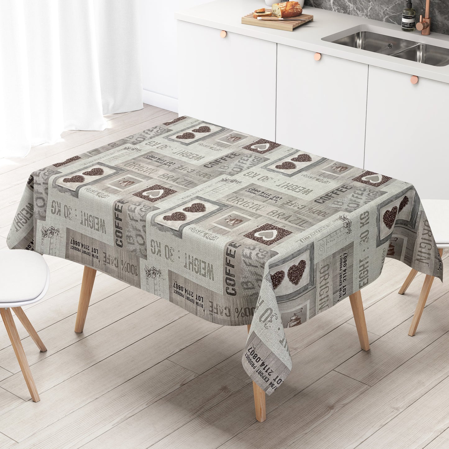 Wachstuch Tischdecke Kaffee grau