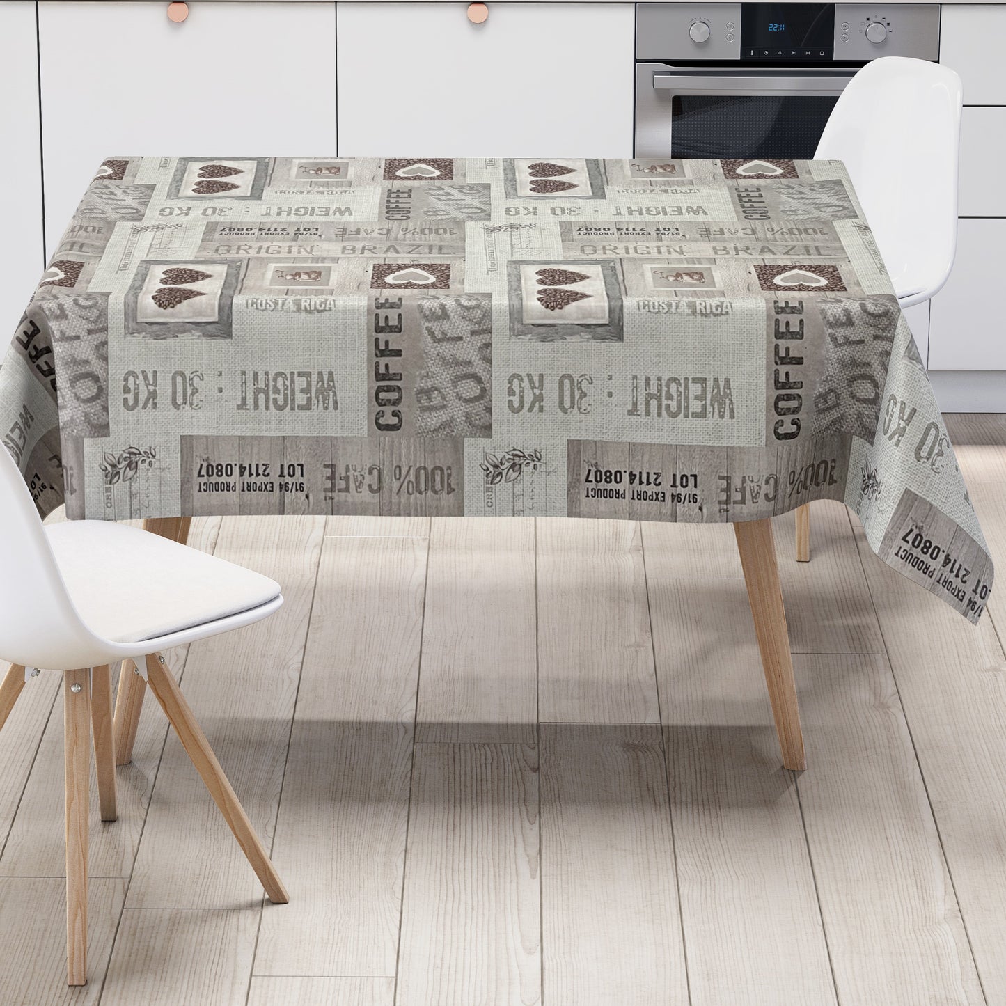 Wachstuch Tischdecke Kaffee grau