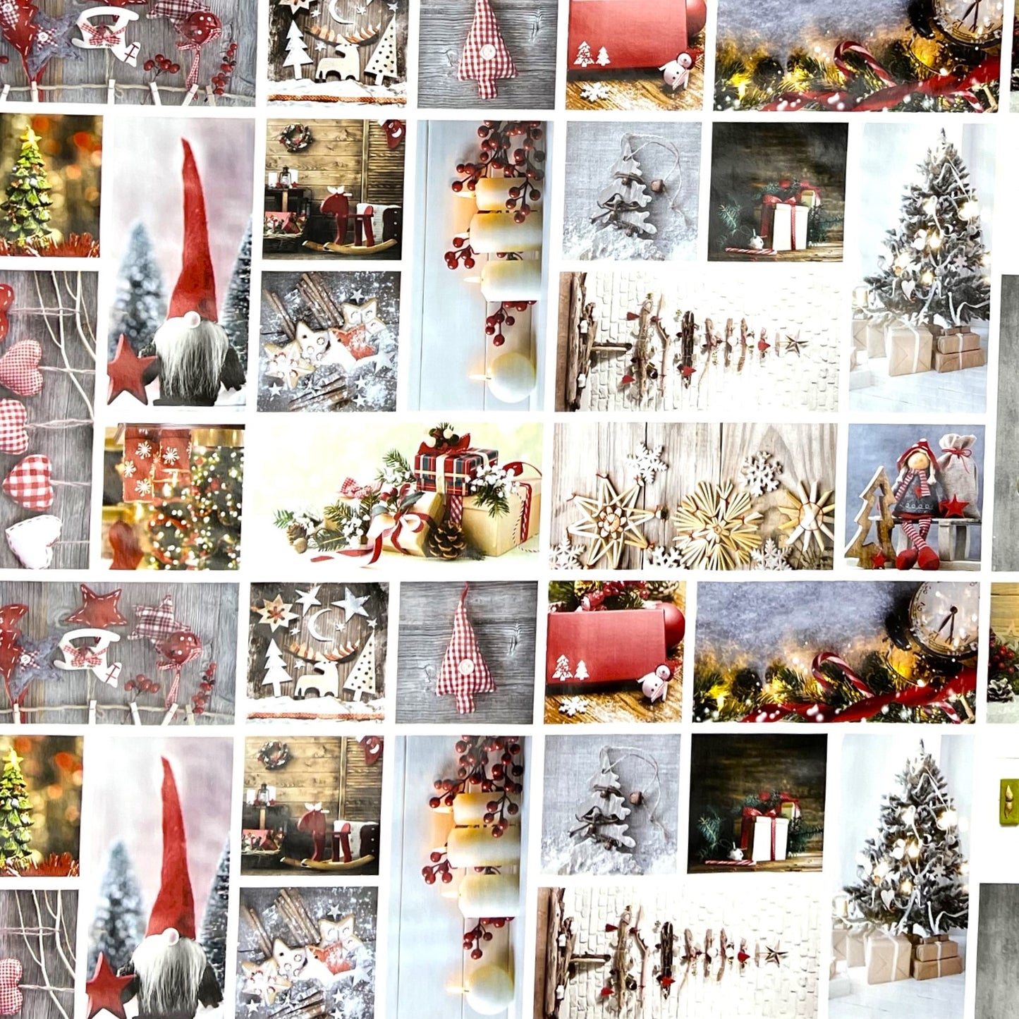 KEVKUS Wachstuch Tischdecke 06150-00 Weihnachten Wichtel Patchwork wählbar in eckig, rund und oval -