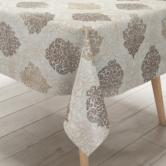 Wachstuch Tischdecke Barock Ornamente beige