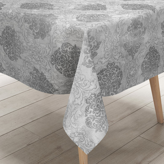 Wachstuch Tischdecke 06203-02 silber grau Ornamente Elegant Barock eckig rund oval