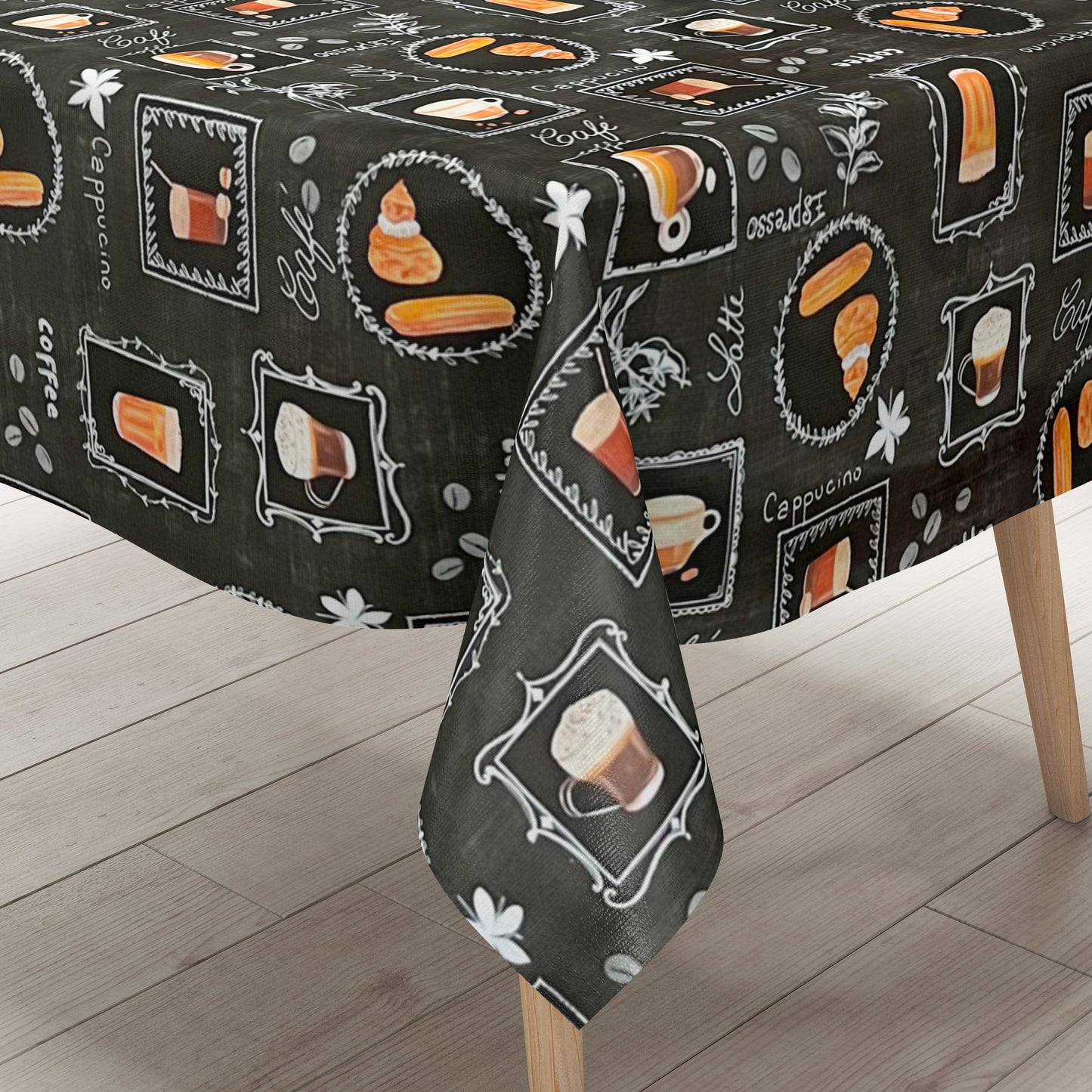 Wachstuch Tischdecke Kaffee schwarz