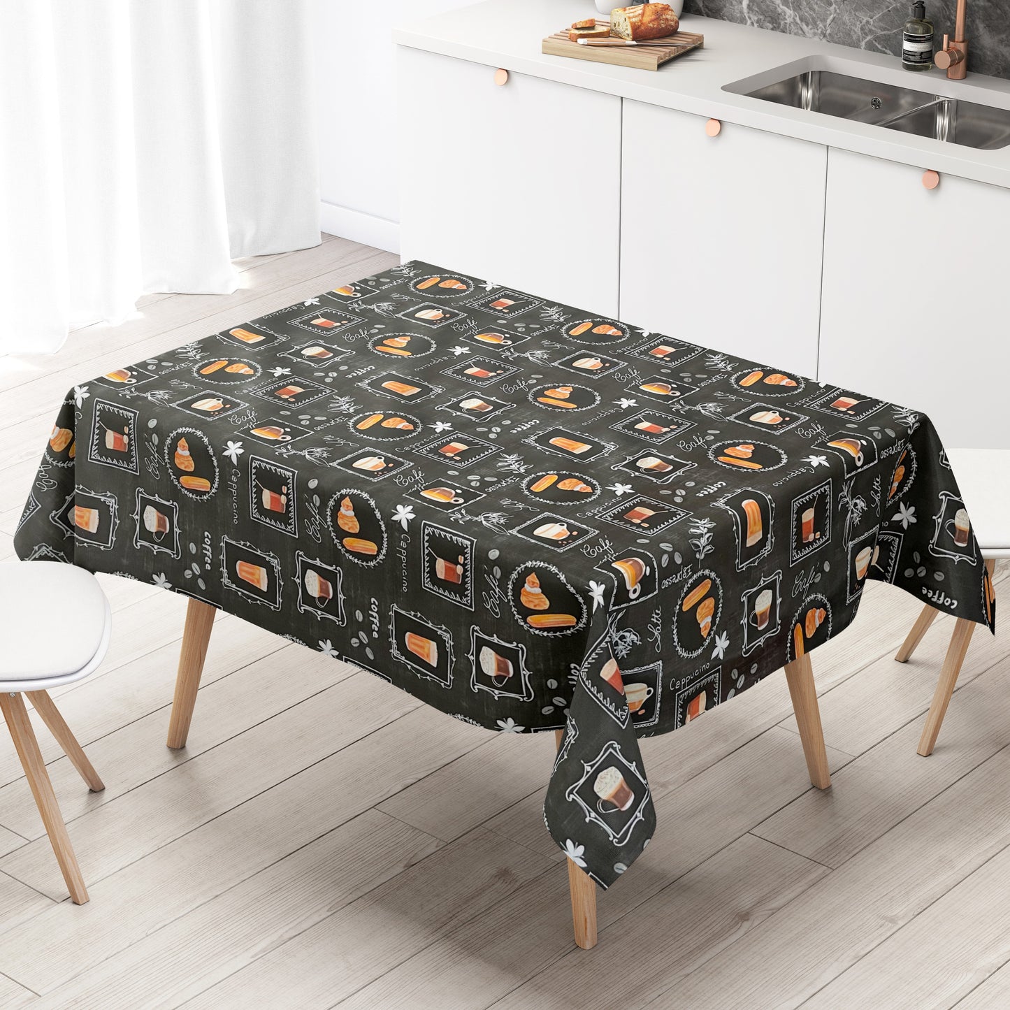 Wachstuch Tischdecke Kaffee schwarz