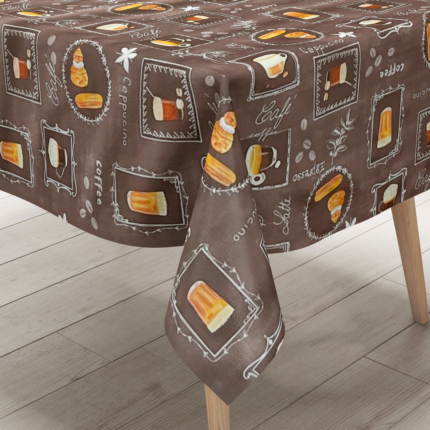 Wachstuch Tischdecke Kaffee Latte braun