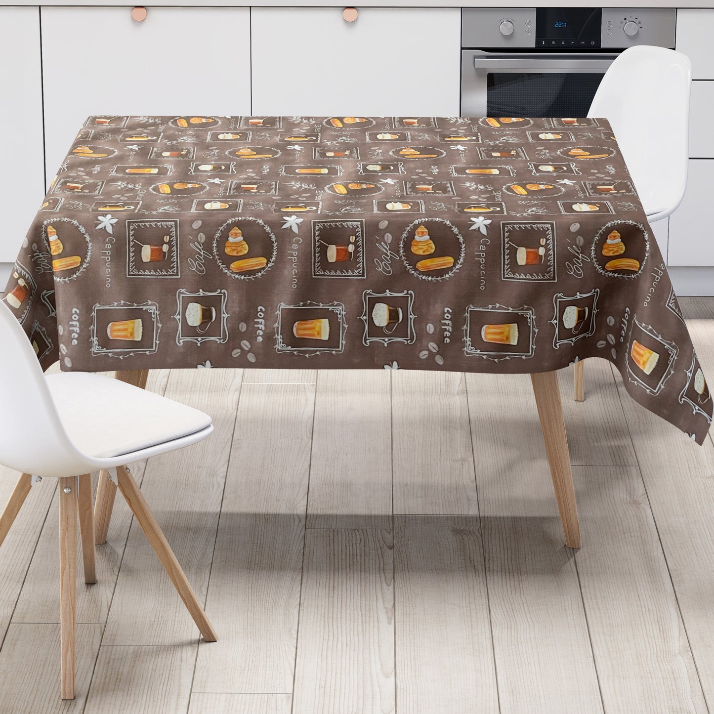 Wachstuch Tischdecke Kaffee Latte braun