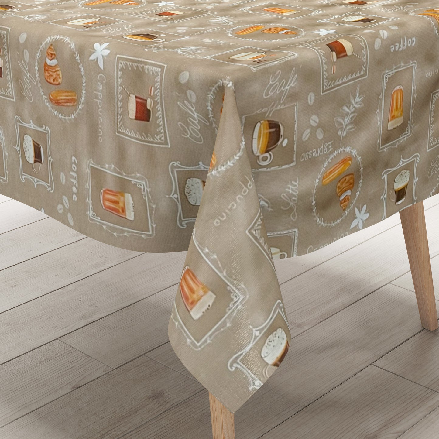 Wachstuch Tischdecke Kaffee beige