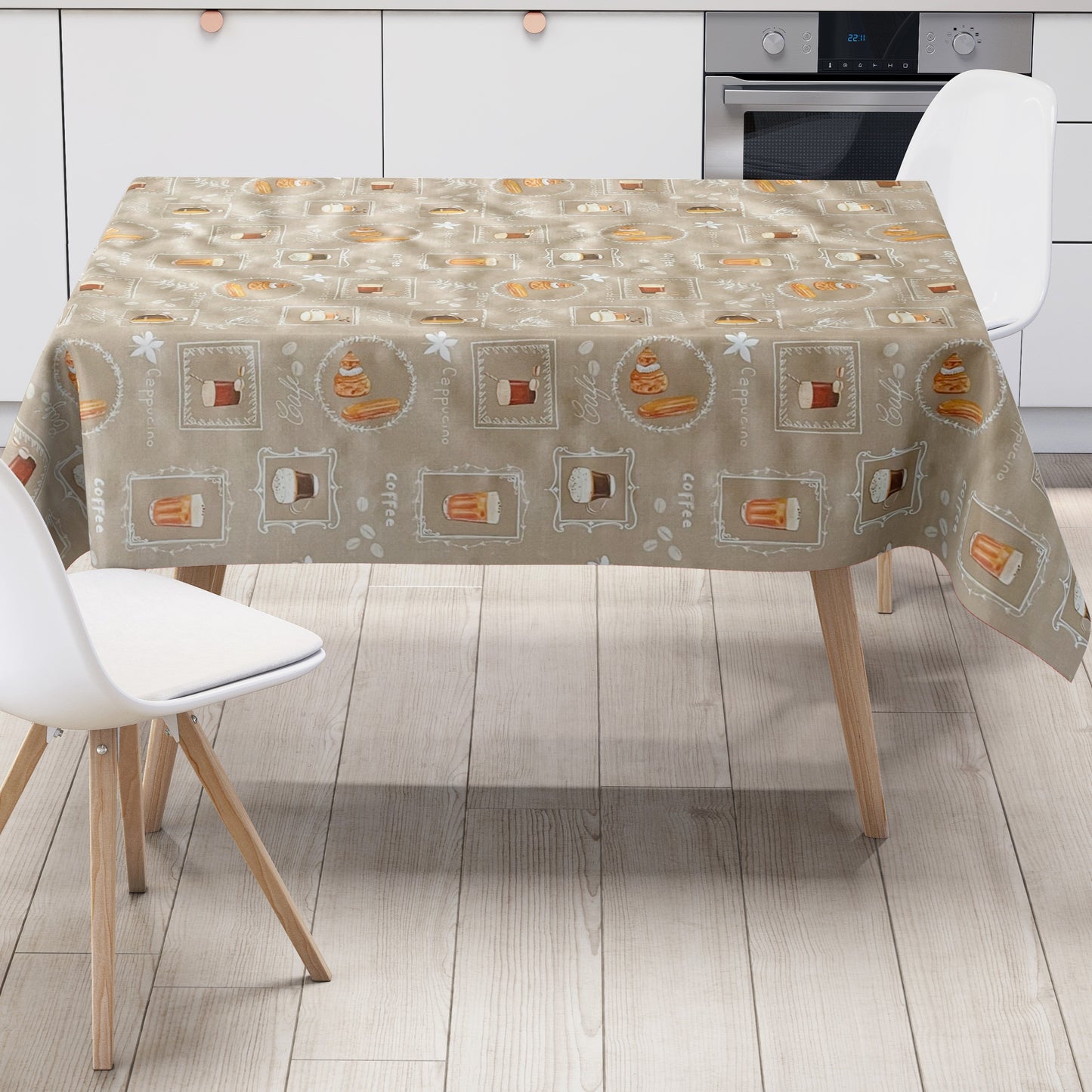 Wachstuch Tischdecke Kaffee beige