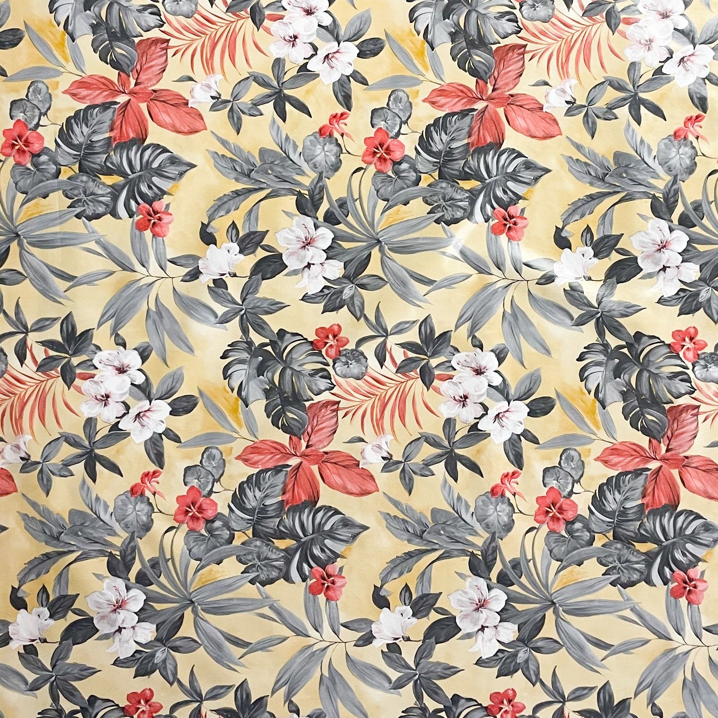Wachstuch Tischdecke Hibiskus Dschungel beige