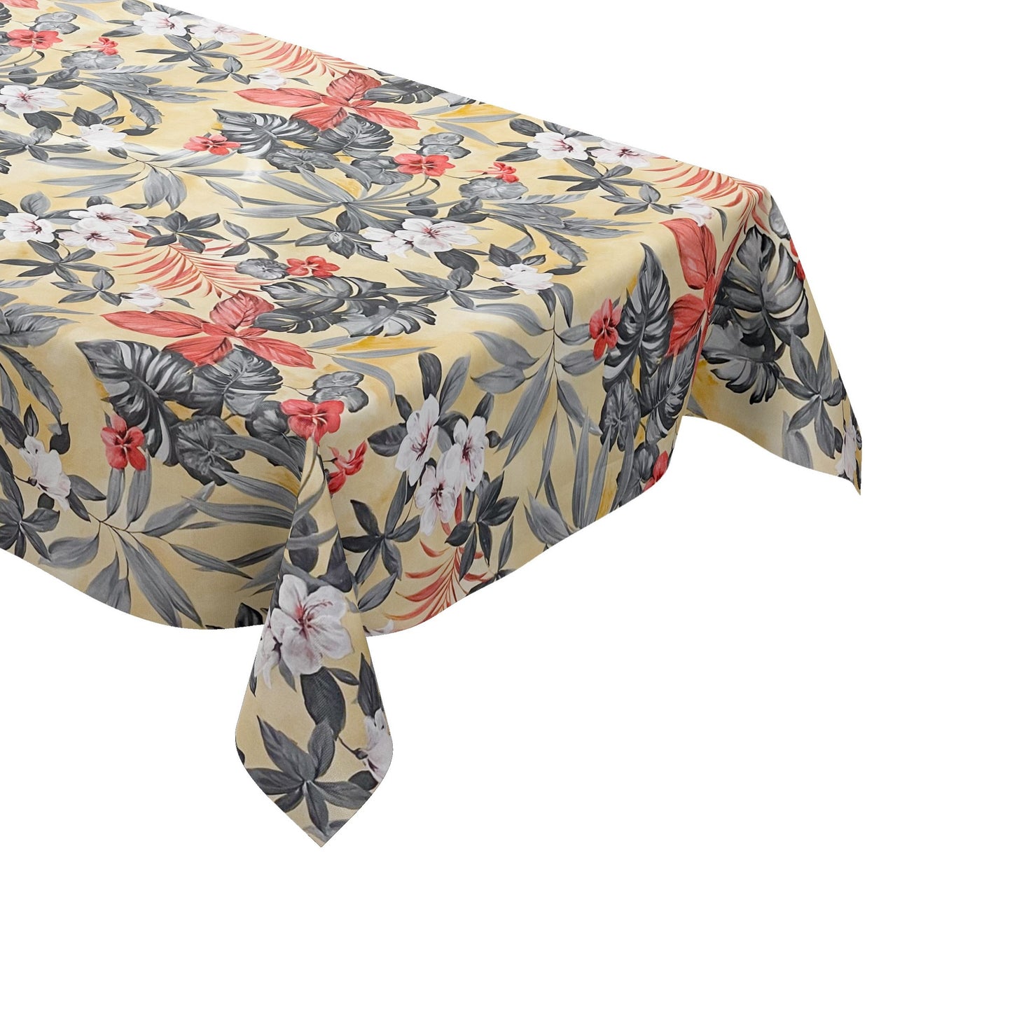 Wachstuch Tischdecke Hibiskus Dschungel beige
